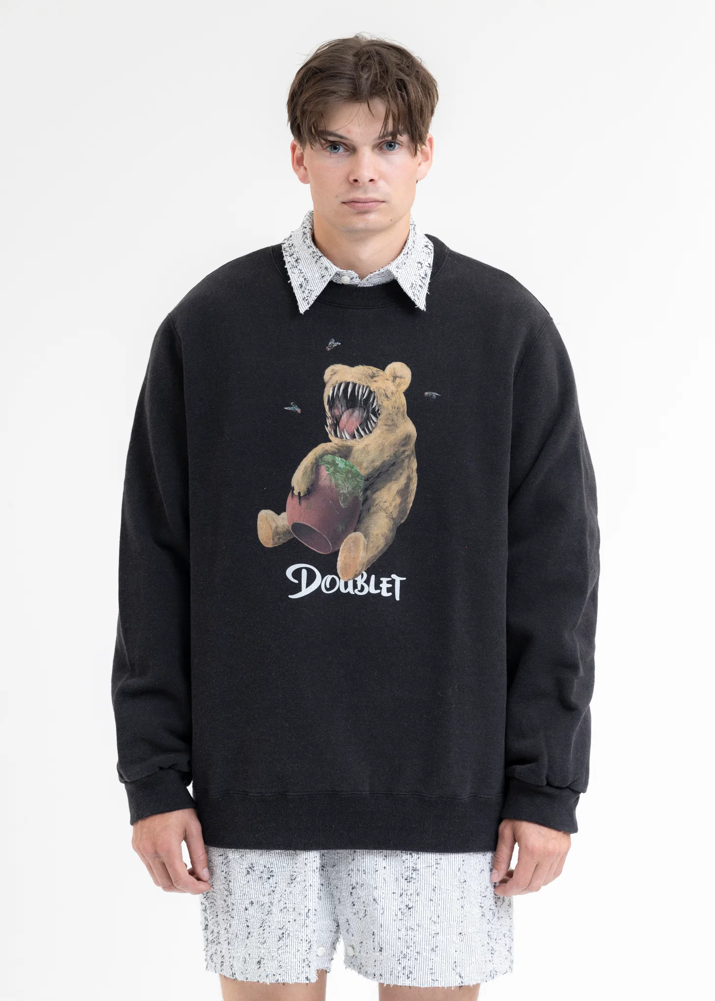BLACK VIOLENT STUFF BEAR PRINT SWEAT SHIRT