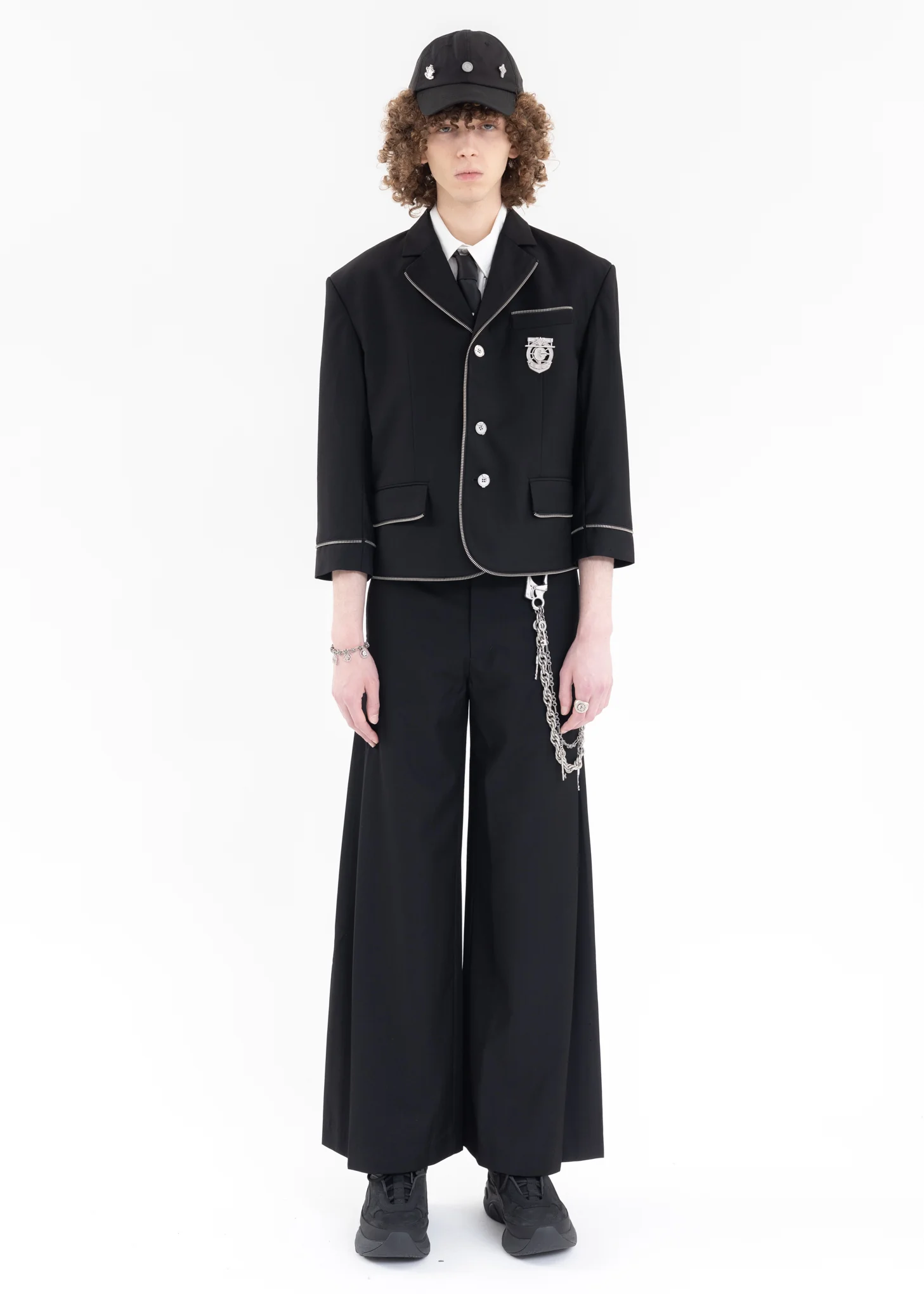 Black Volumetric Wide-Leg Trousers - Image 8