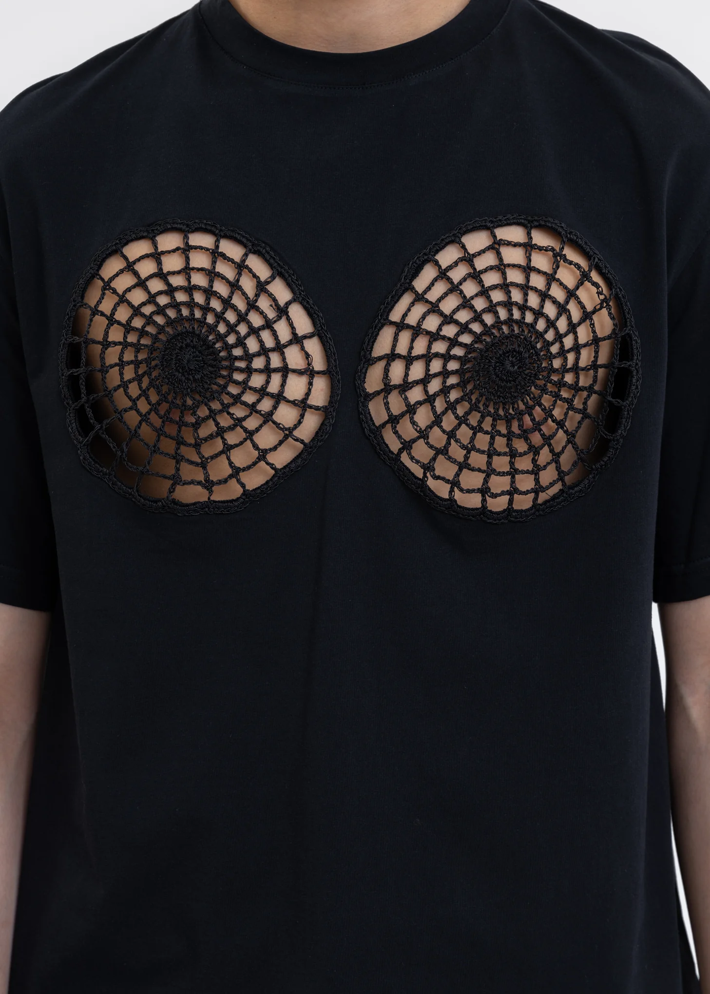 Black Vortex Hollow Short Sleeve Top - Image 2