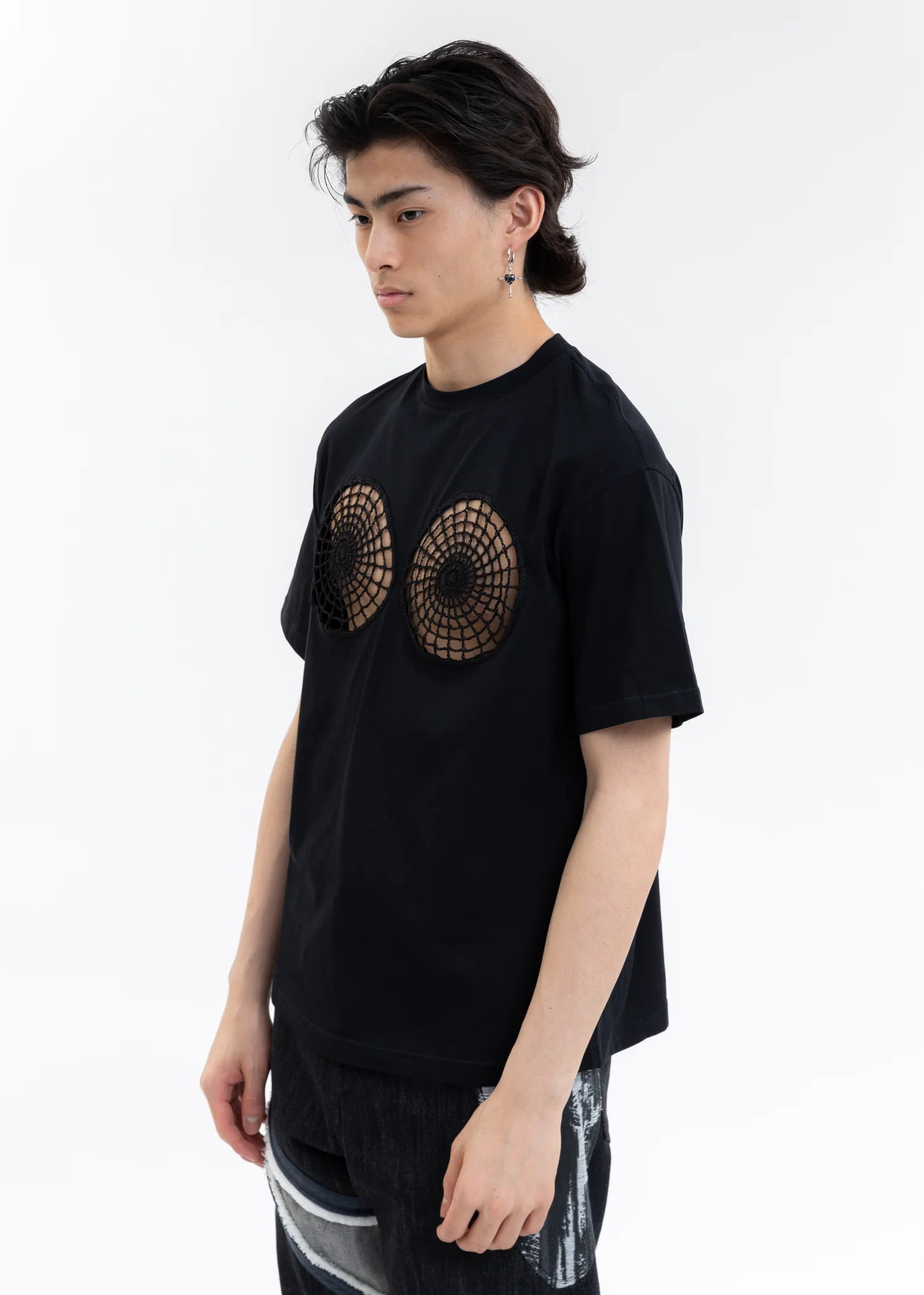 Black Vortex Hollow Short Sleeve Top - Image 3