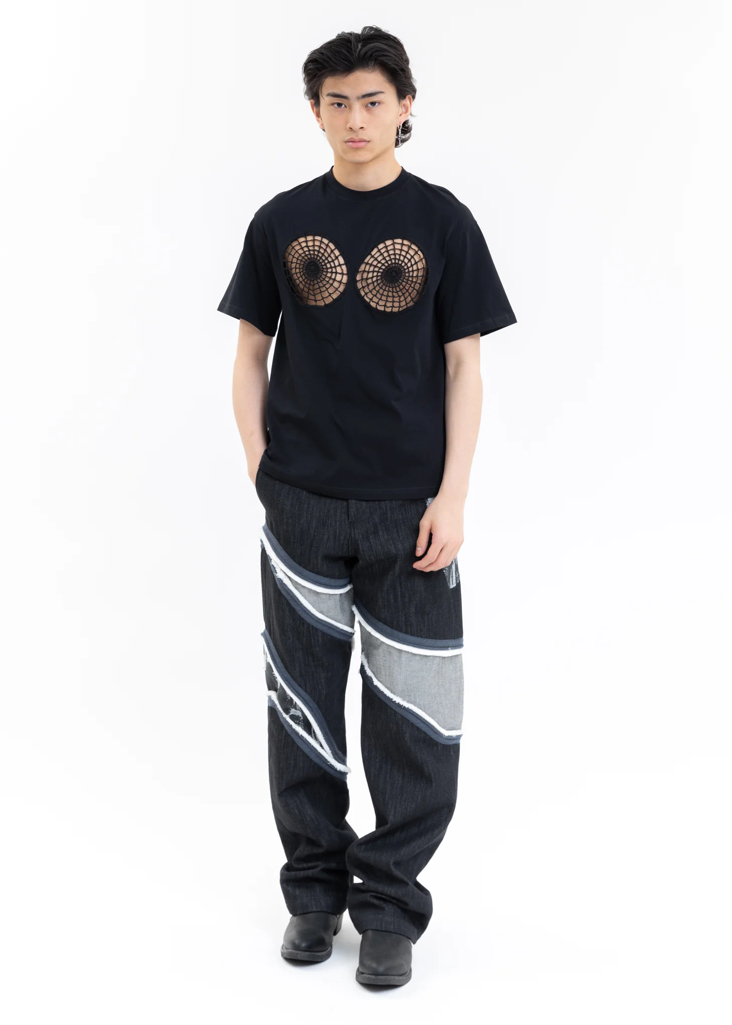 Black Vortex Hollow Short Sleeve Top - Image 5