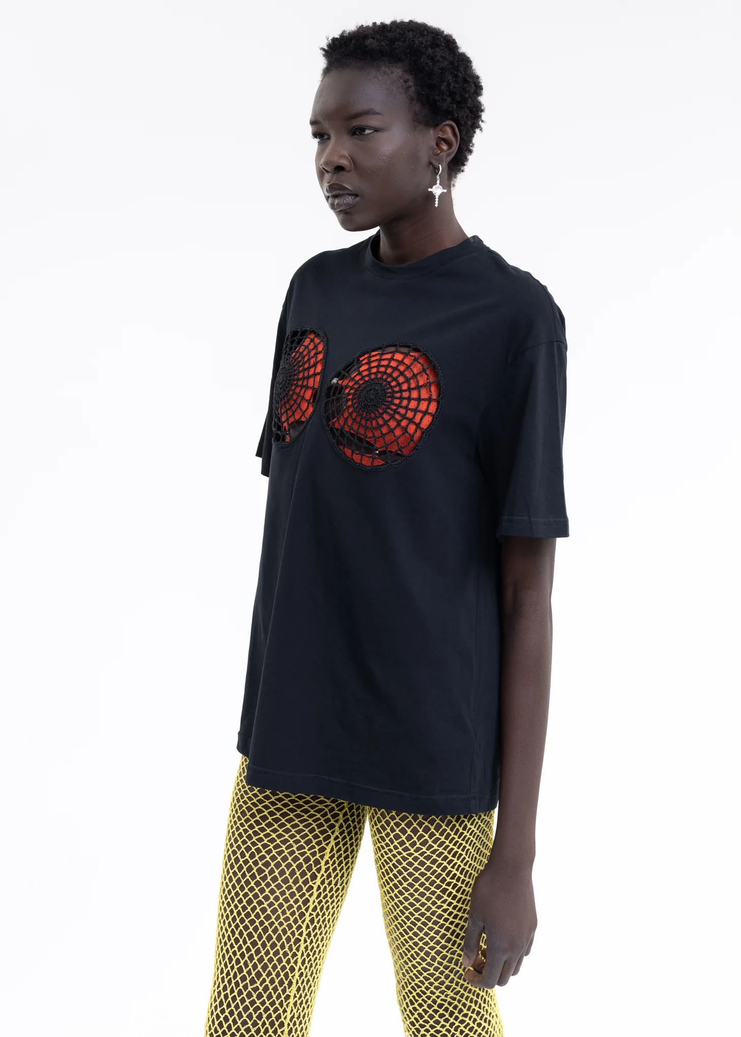 Black Vortex Hollow Short Sleeve Top - Image 2