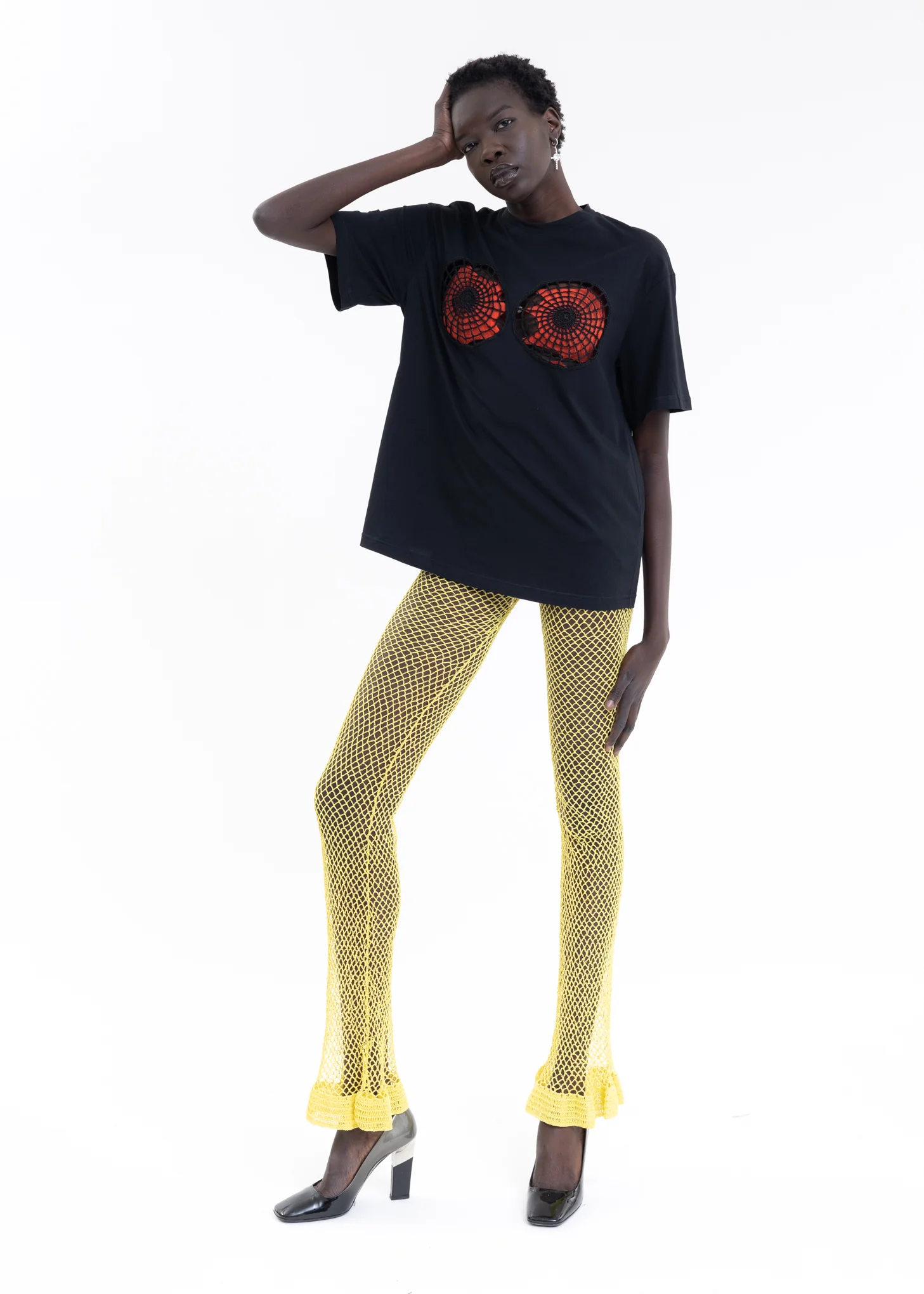Black Vortex Hollow Short Sleeve Top - Image 5
