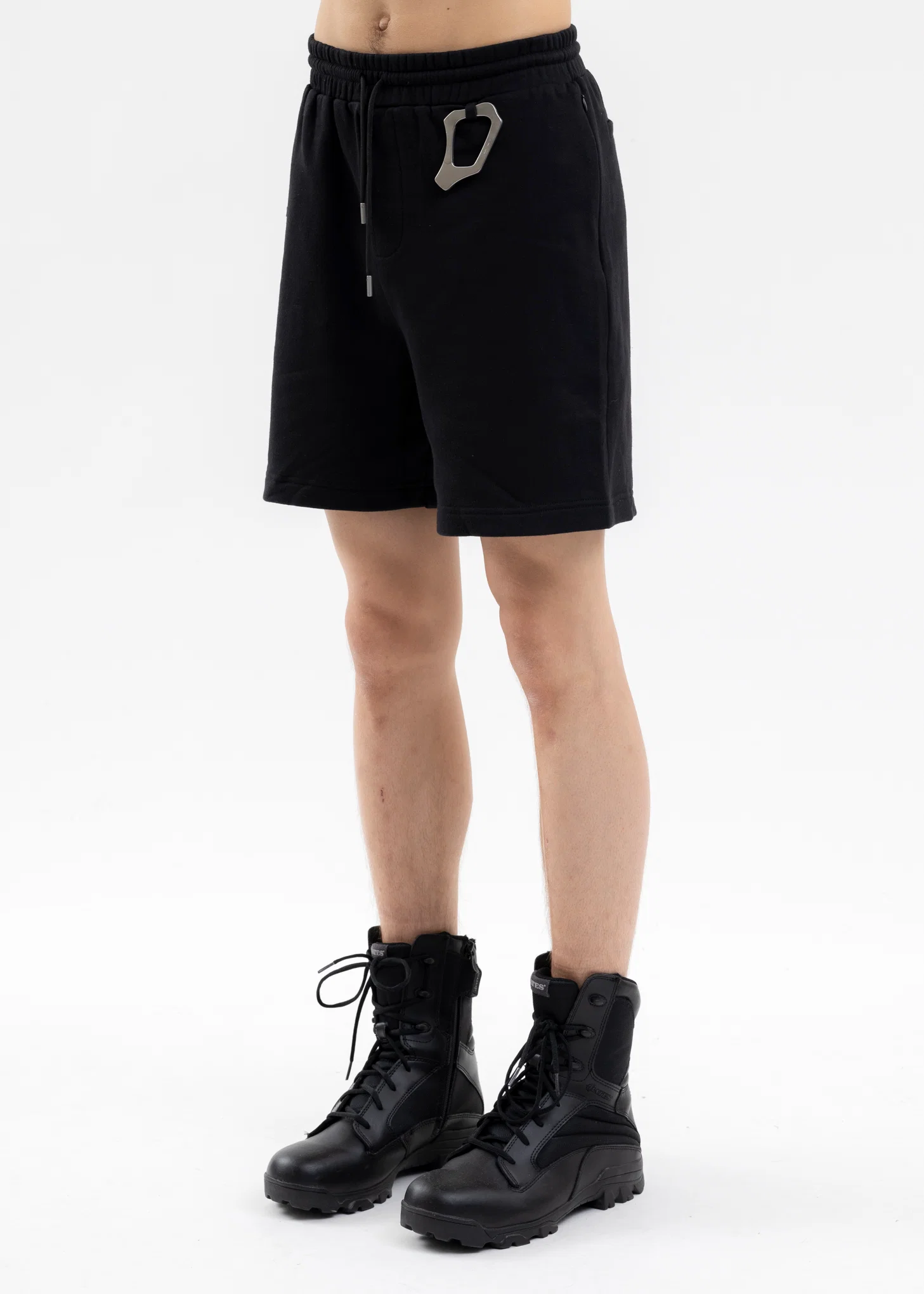 BLACK VORTEX SWEAT SHORTS - Image 2