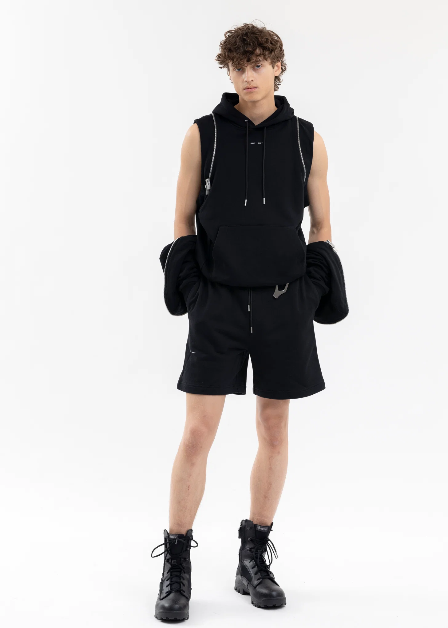 BLACK VORTEX SWEAT SHORTS - Image 7