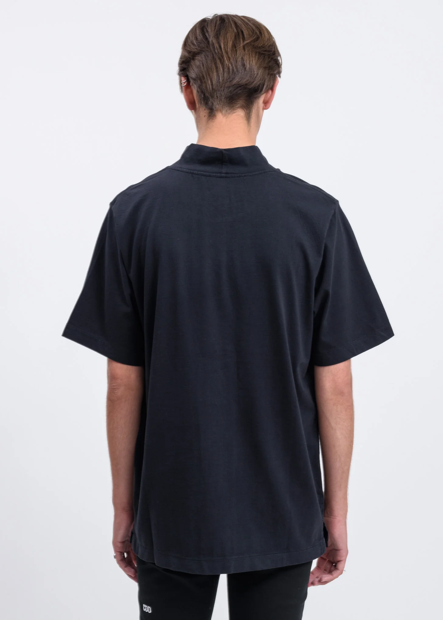 Black Vyner Collar Print T-Shirt - Image 3