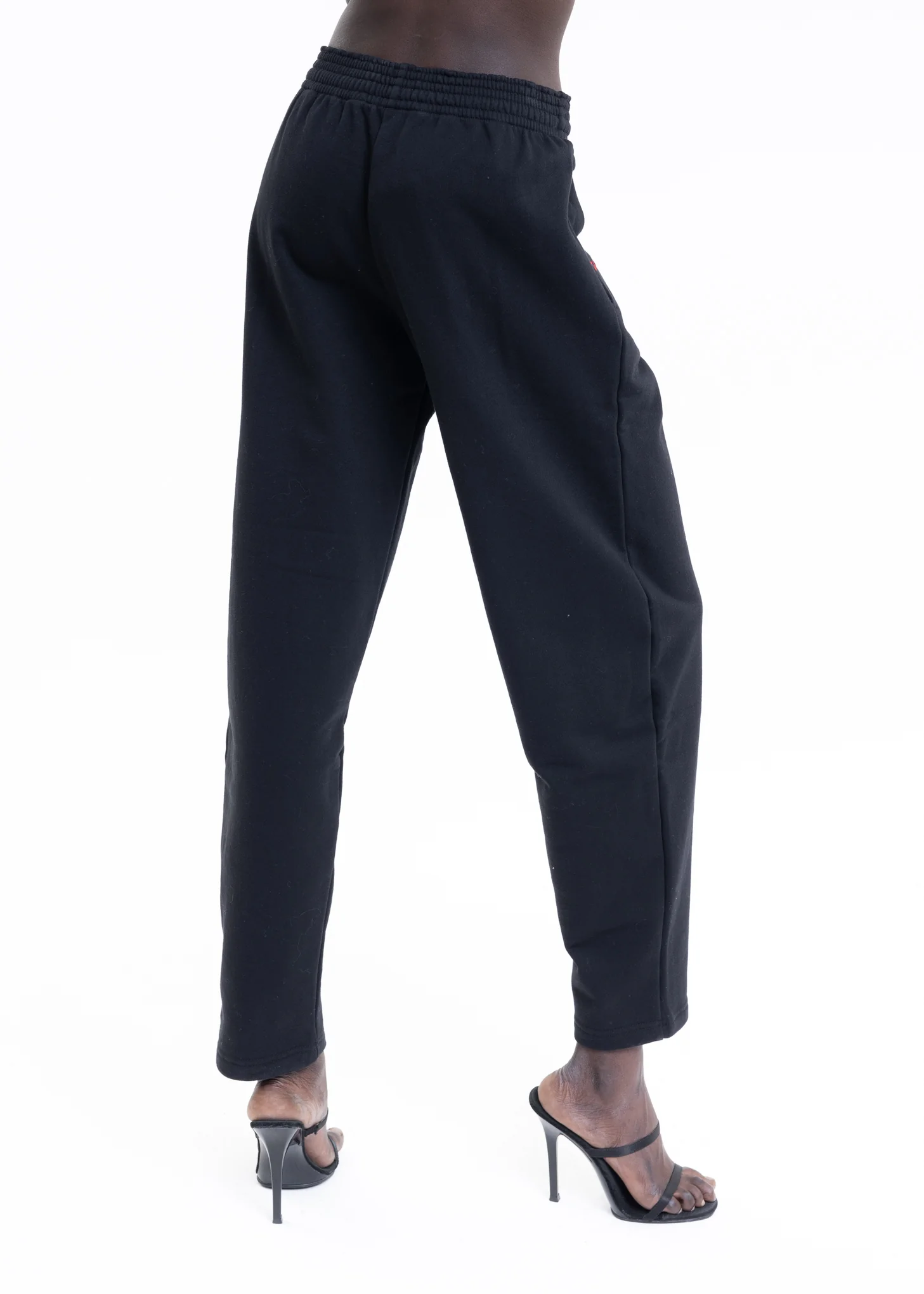 BLACK W RED WHITE PRINT JOGGING PANTS - Image 4