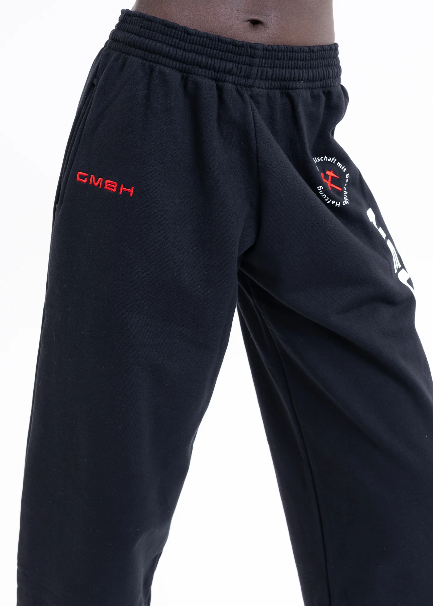 BLACK W RED WHITE PRINT JOGGING PANTS - Image 5