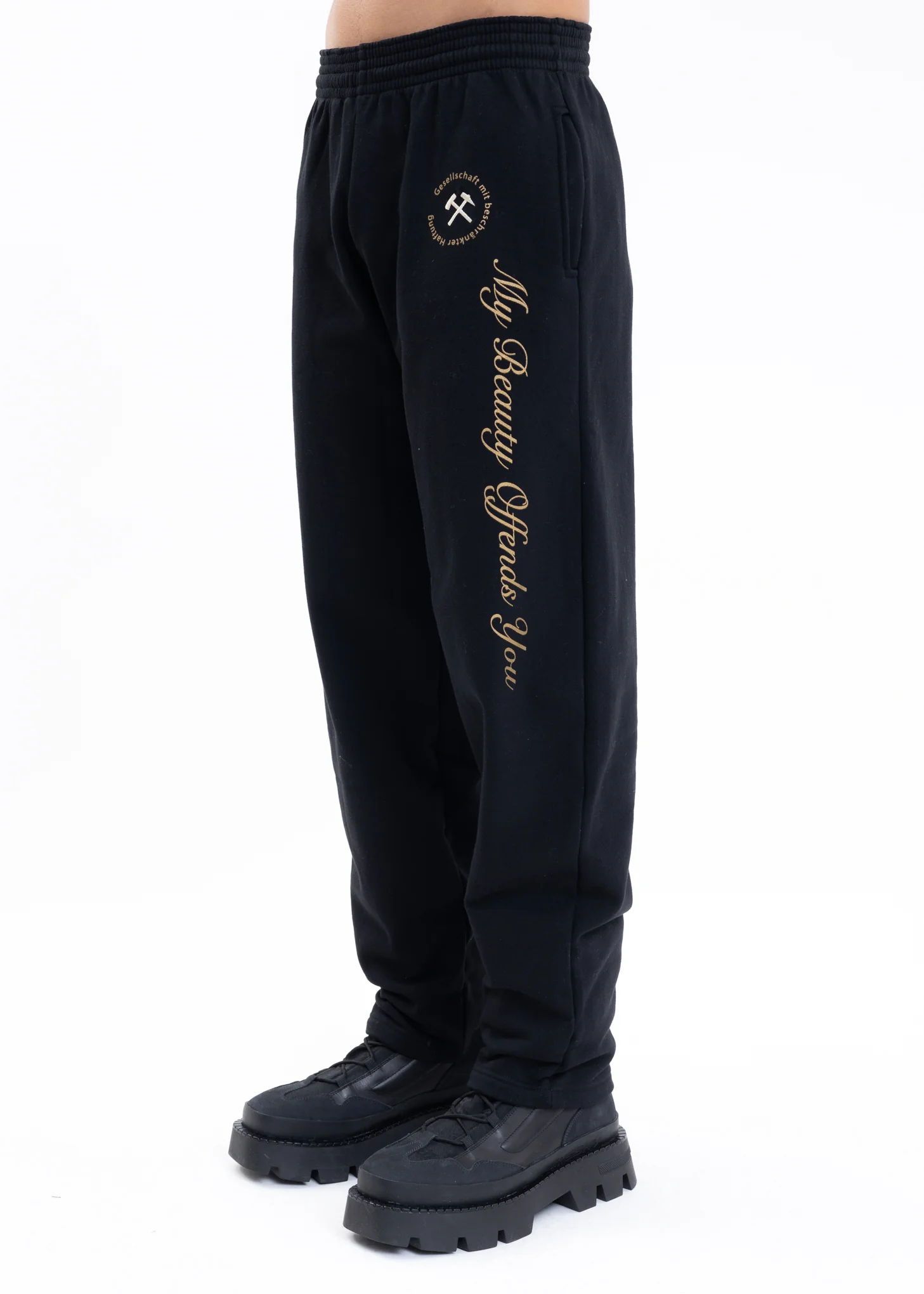 BLACK W YELLOW PRINT JOGGING PANTS - Image 2
