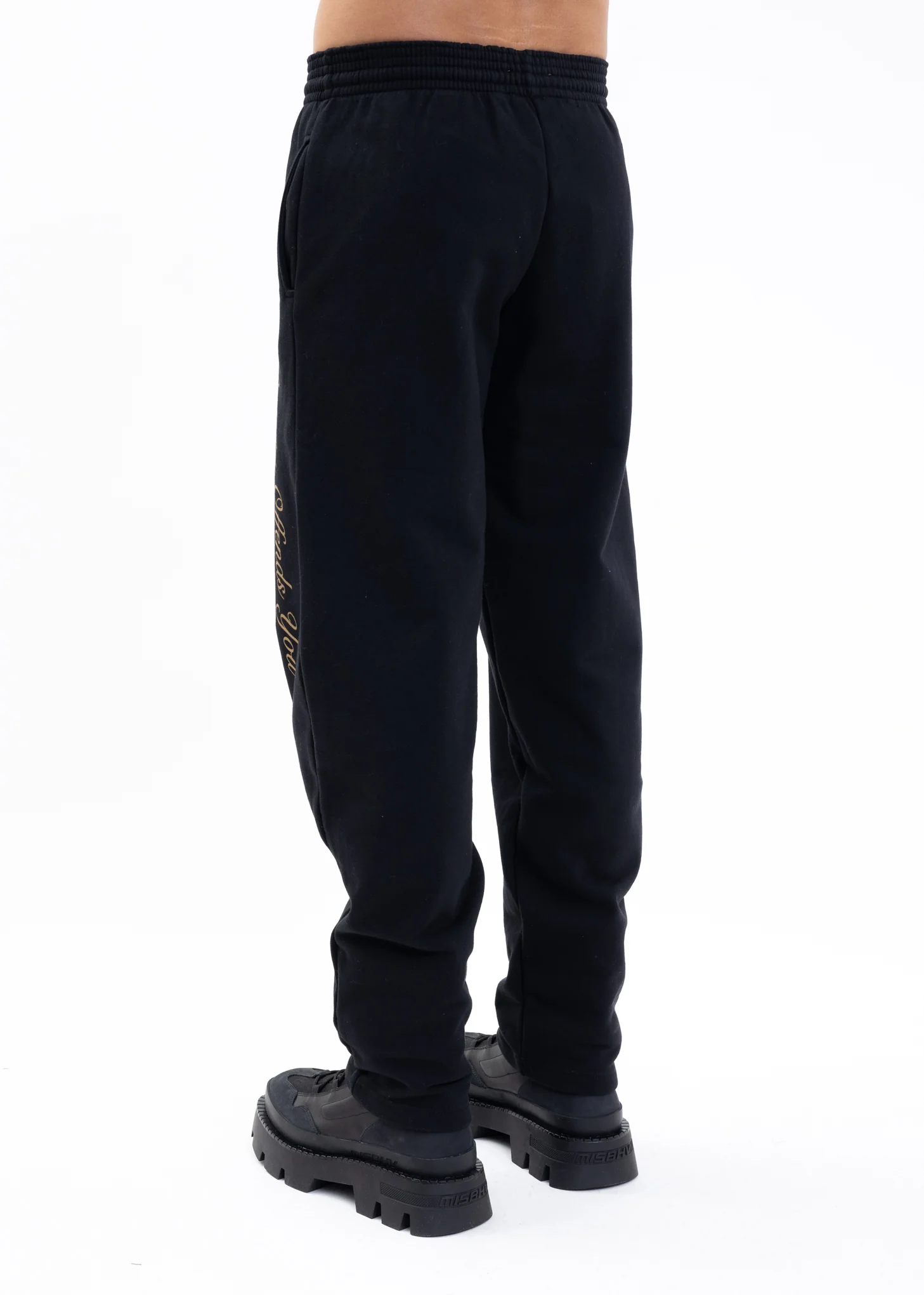 BLACK W YELLOW PRINT JOGGING PANTS - Image 3