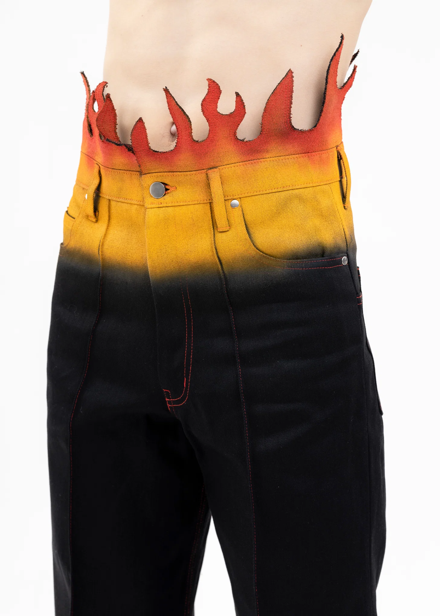 BLACK WAIST FLAME PANTS - Image 4