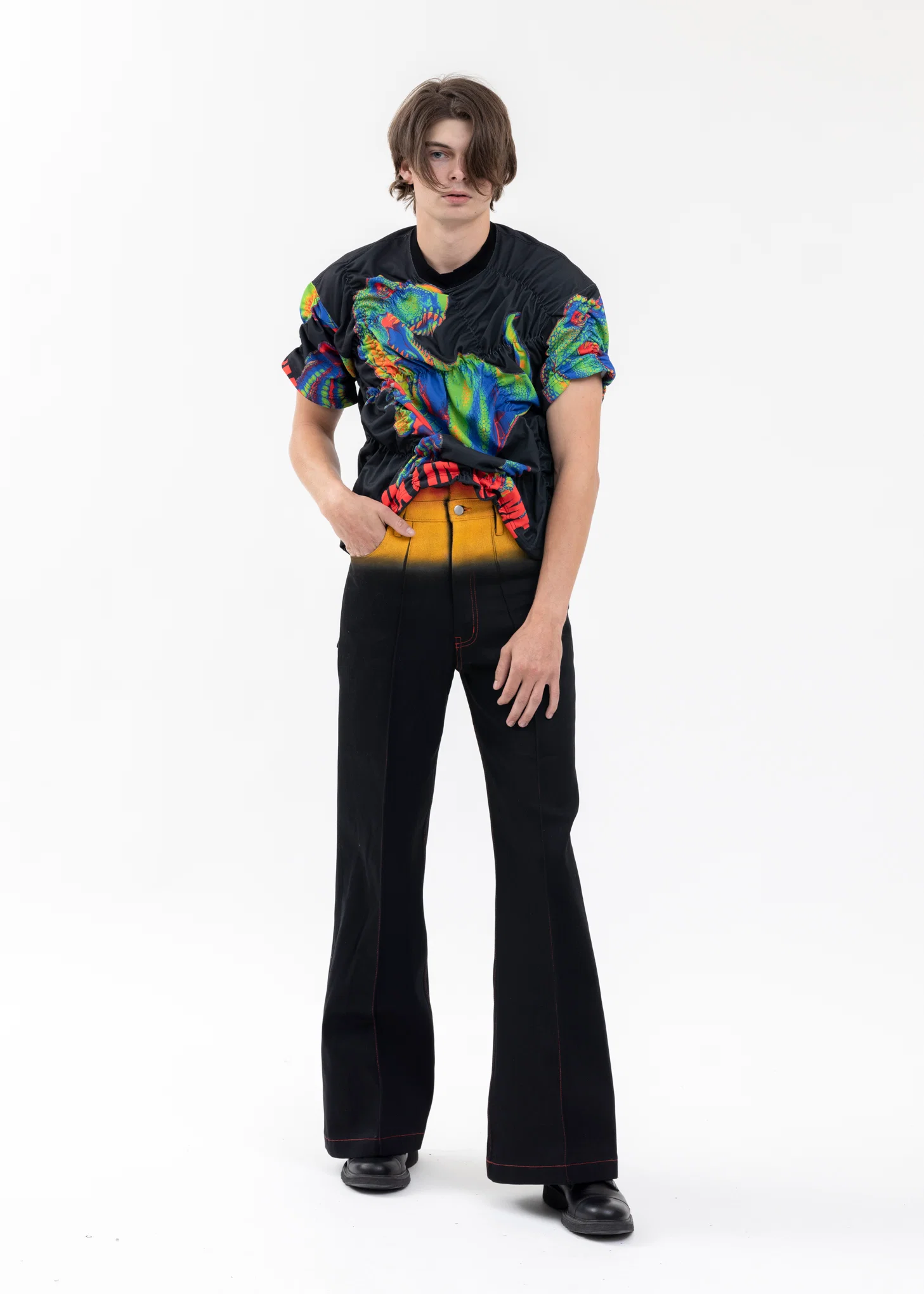BLACK WAIST FLAME PANTS - Image 5