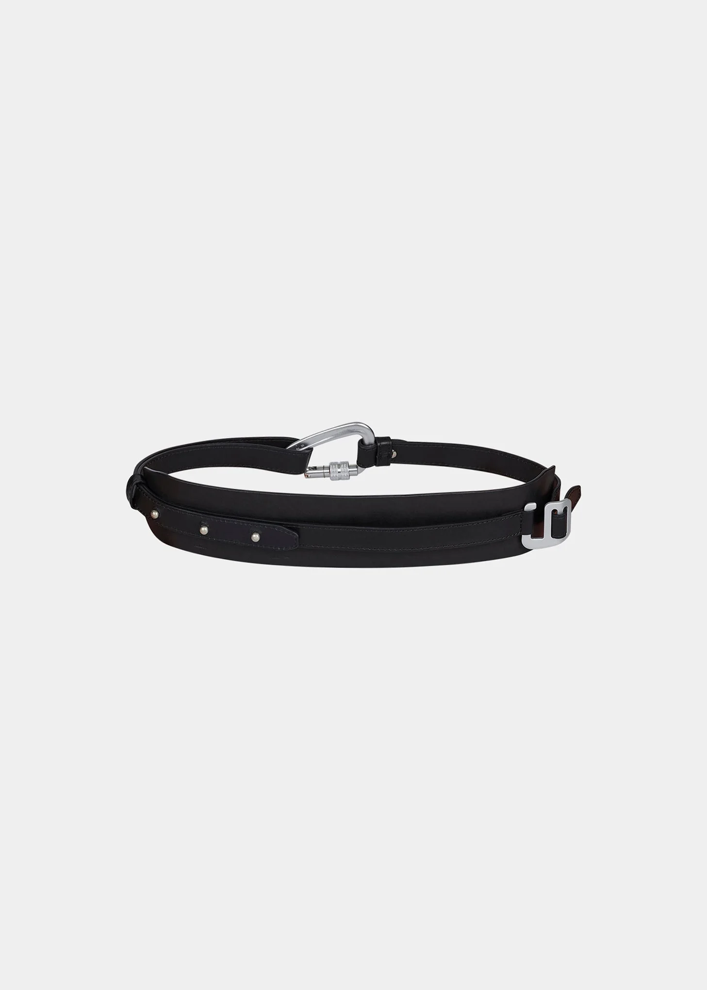 Black WAIST LEATHER CARABINER Belt