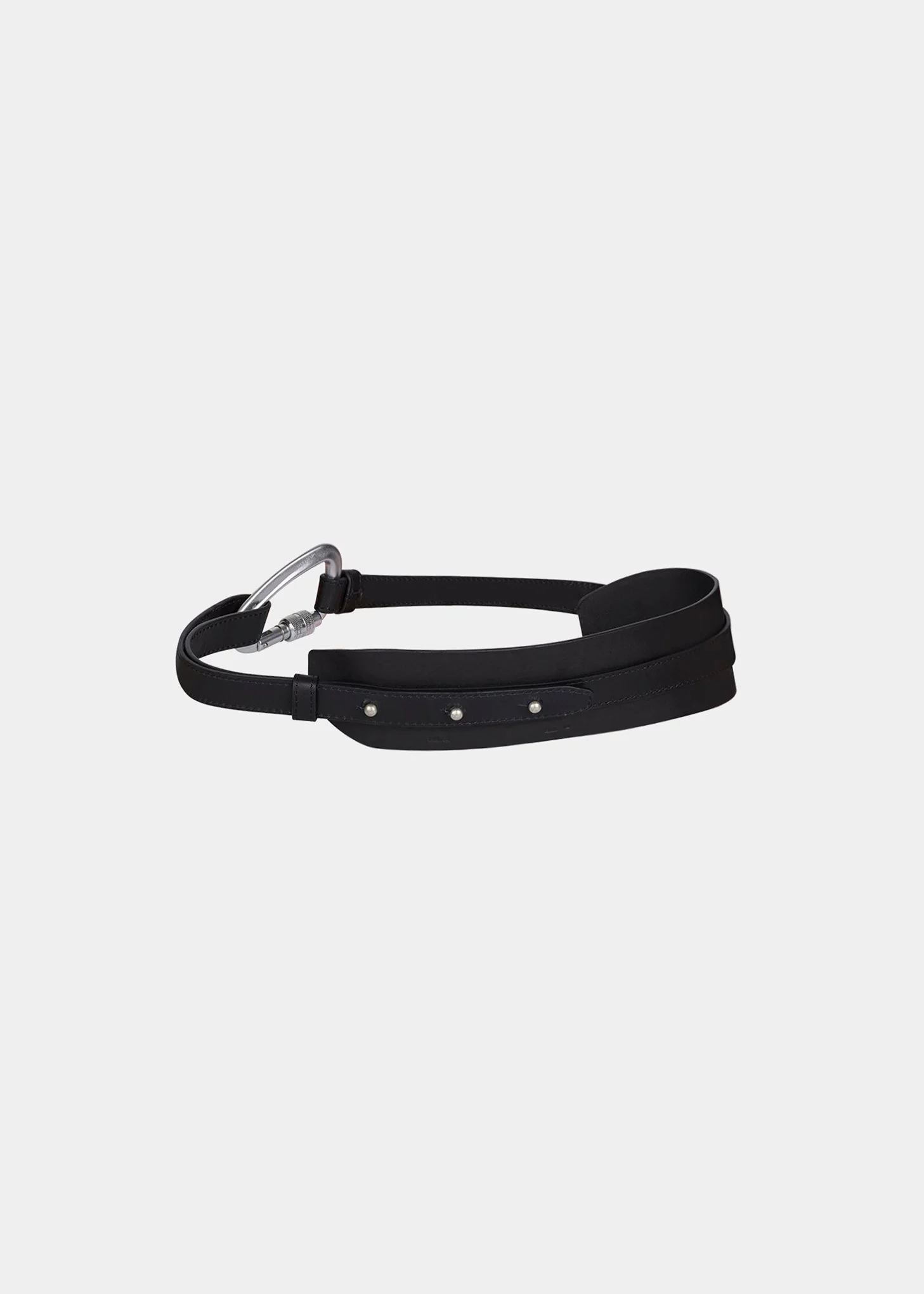Black WAIST LEATHER CARABINER Belt - Image 2