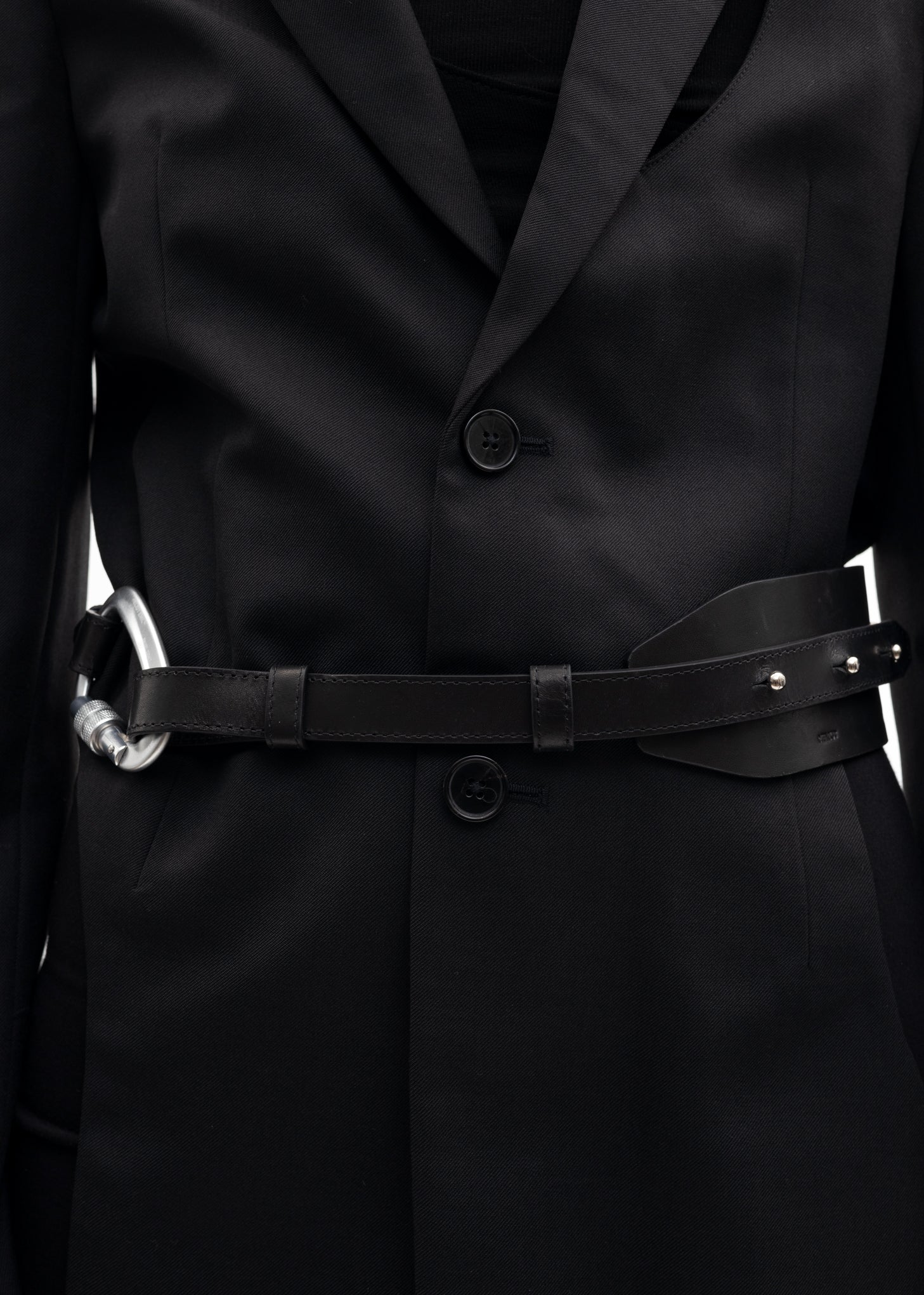 Black WAIST LEATHER CARABINER Belt - Image 3