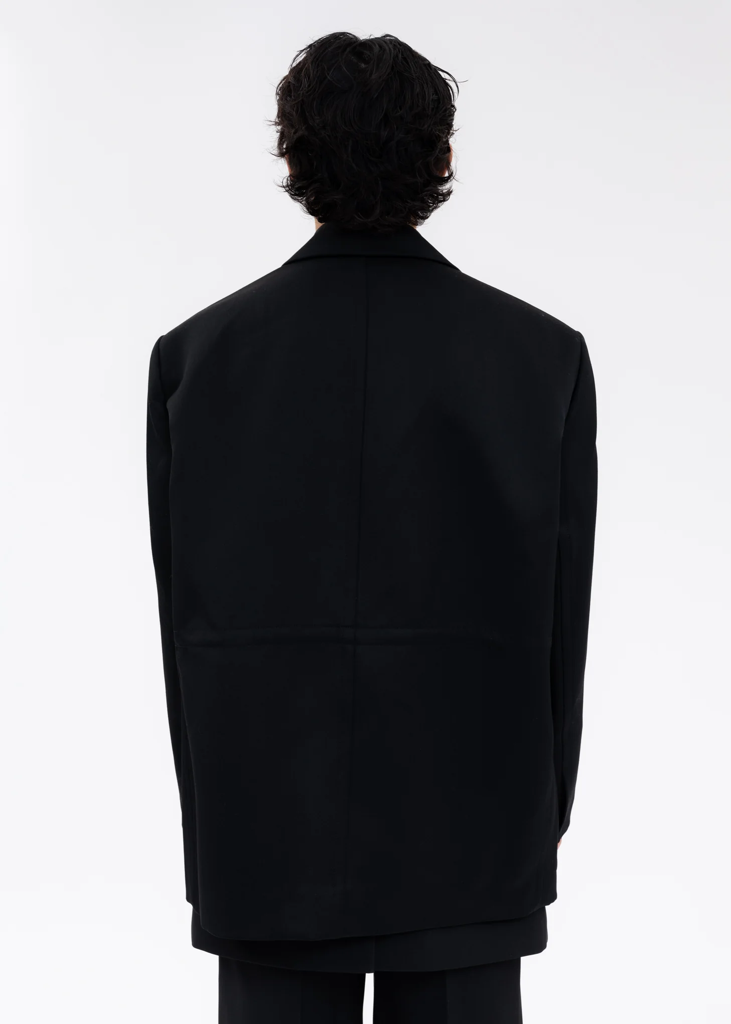 BLACK WAIST STRING JACKET WITH FRONT LOGO PRINT - Image 3