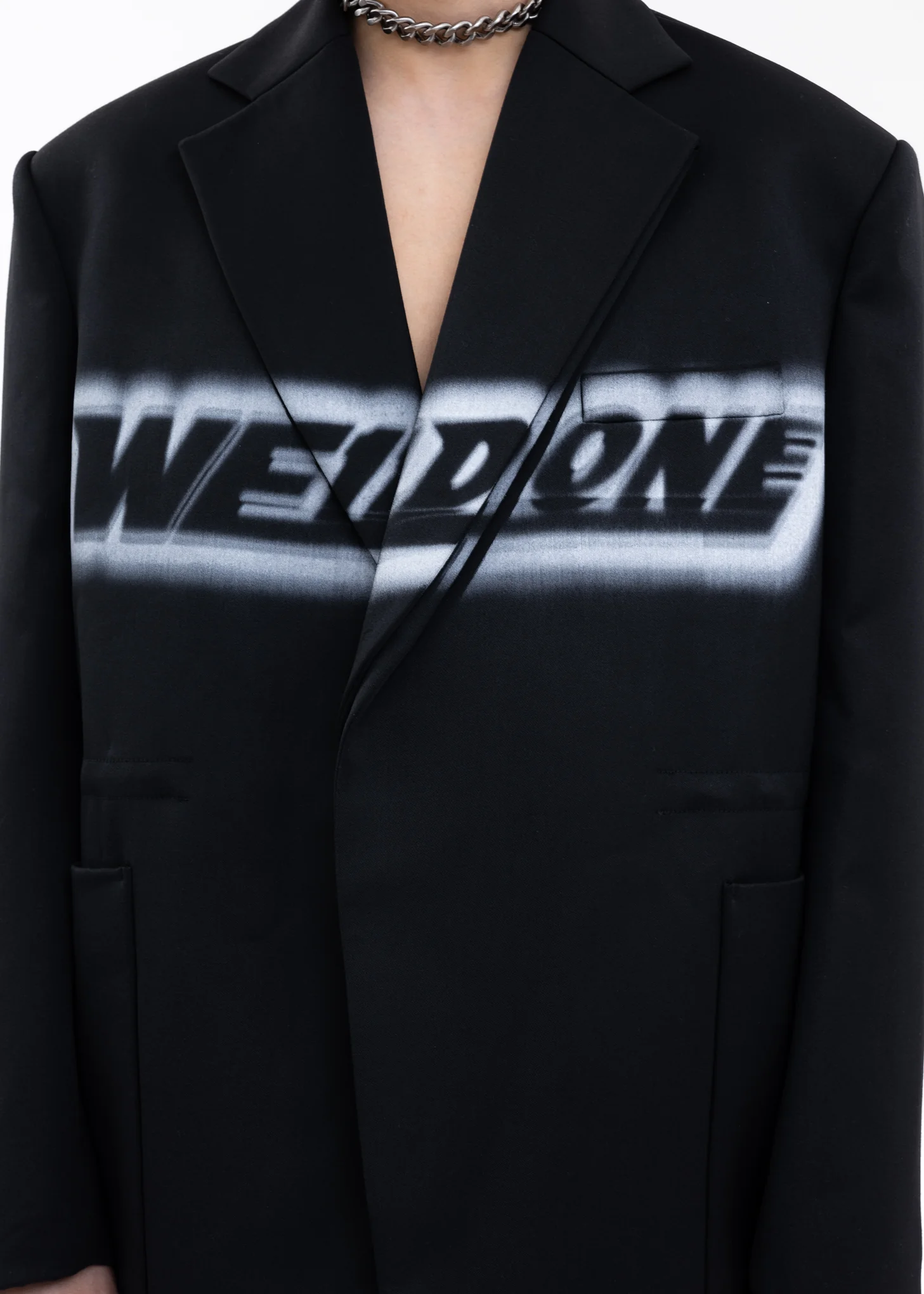 BLACK WAIST STRING JACKET WITH FRONT LOGO PRINT - Image 4