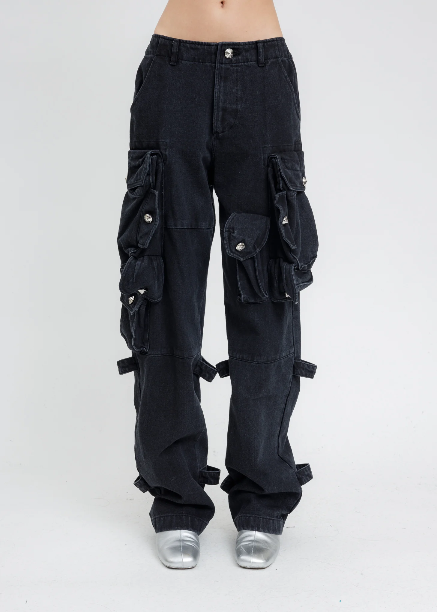 Black Washed Cargo Pants
