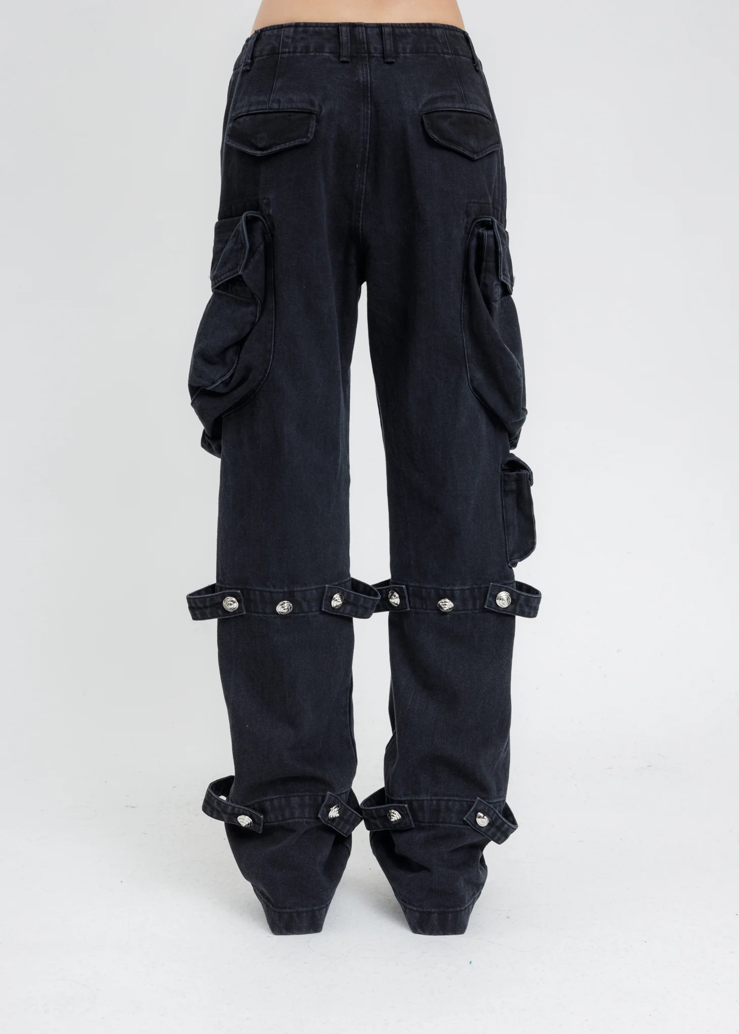 Black Washed Cargo Pants - Image 3