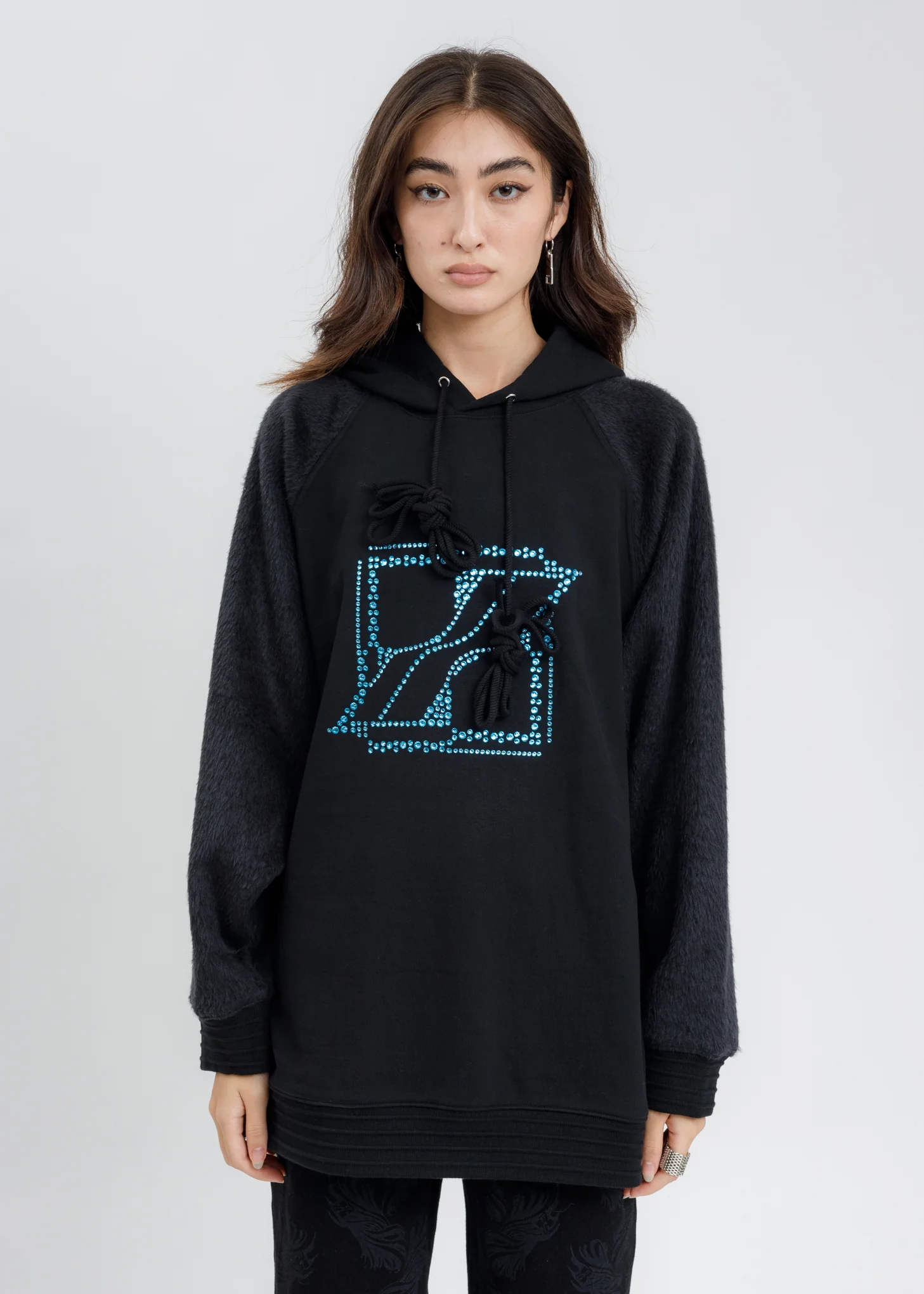 Black Washed Mohair Hoodie