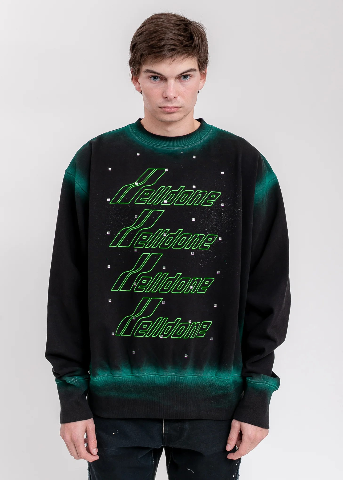 Black Washed Stud Artwork Sweater