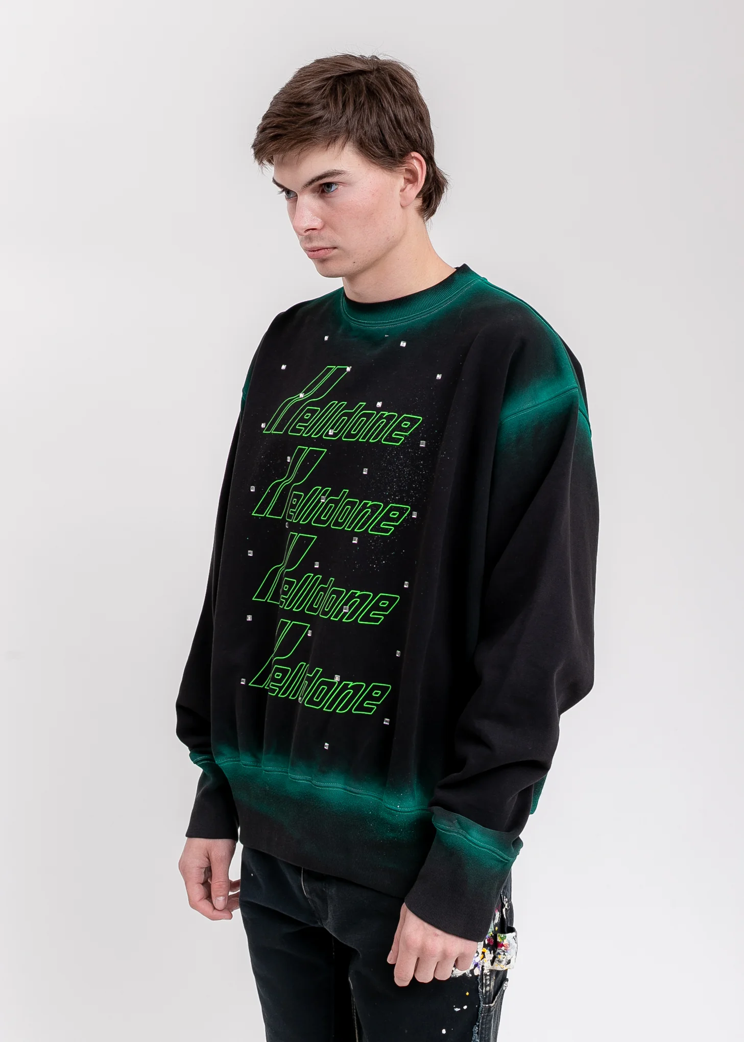 Black Washed Stud Artwork Sweater - Image 2