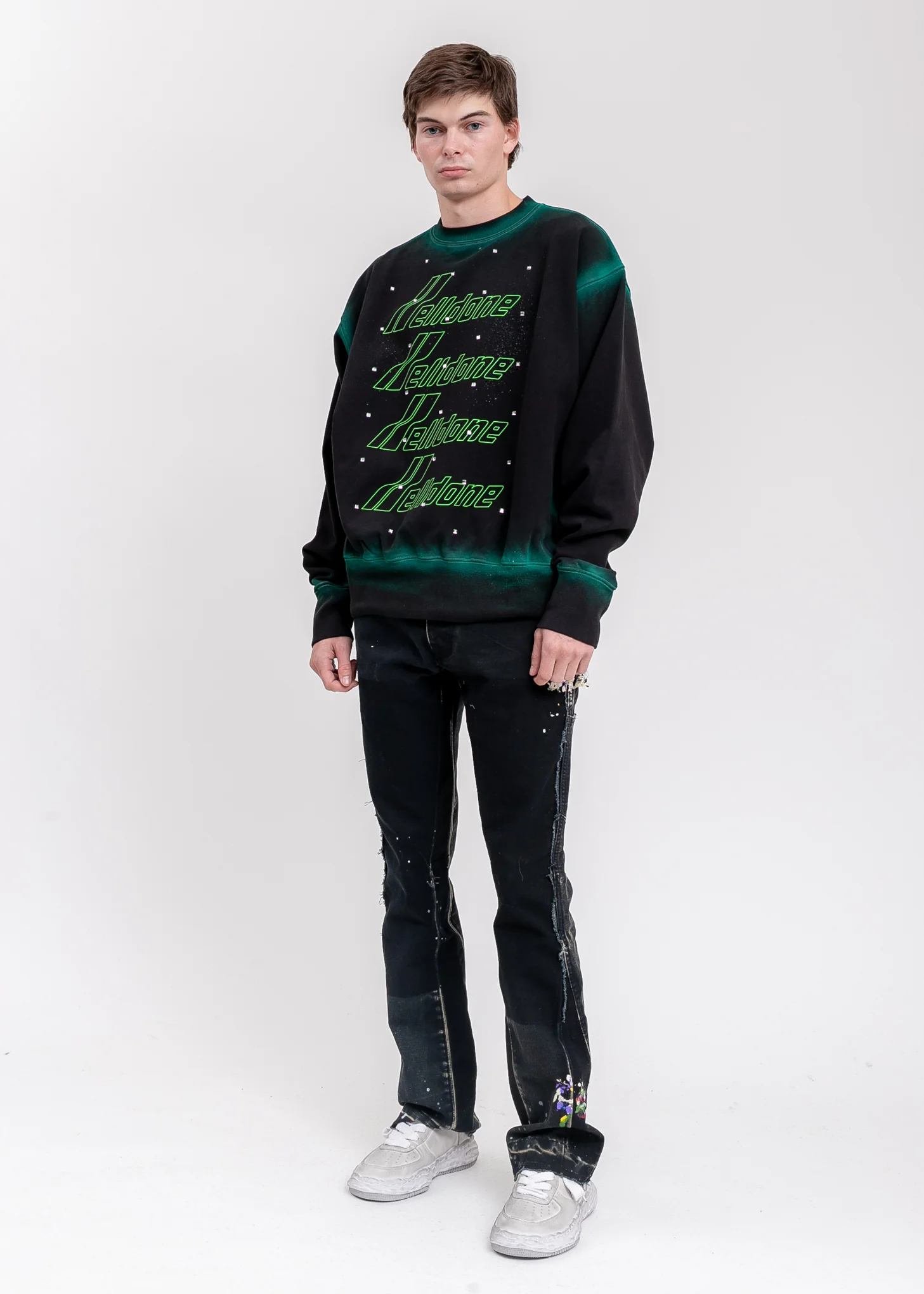Black Washed Stud Artwork Sweater - Image 5