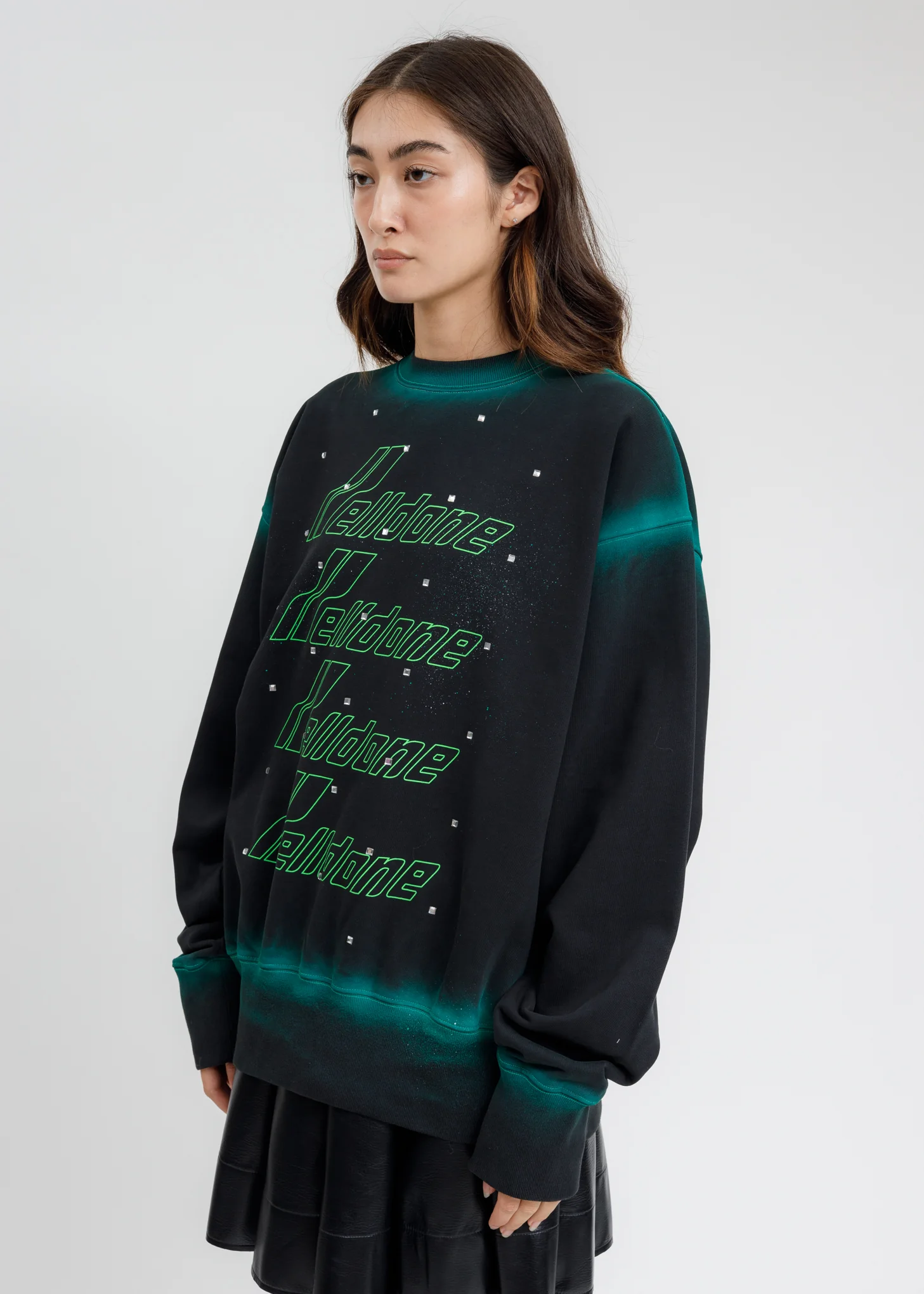 Black Washed Stud Artwork Sweater - Image 2