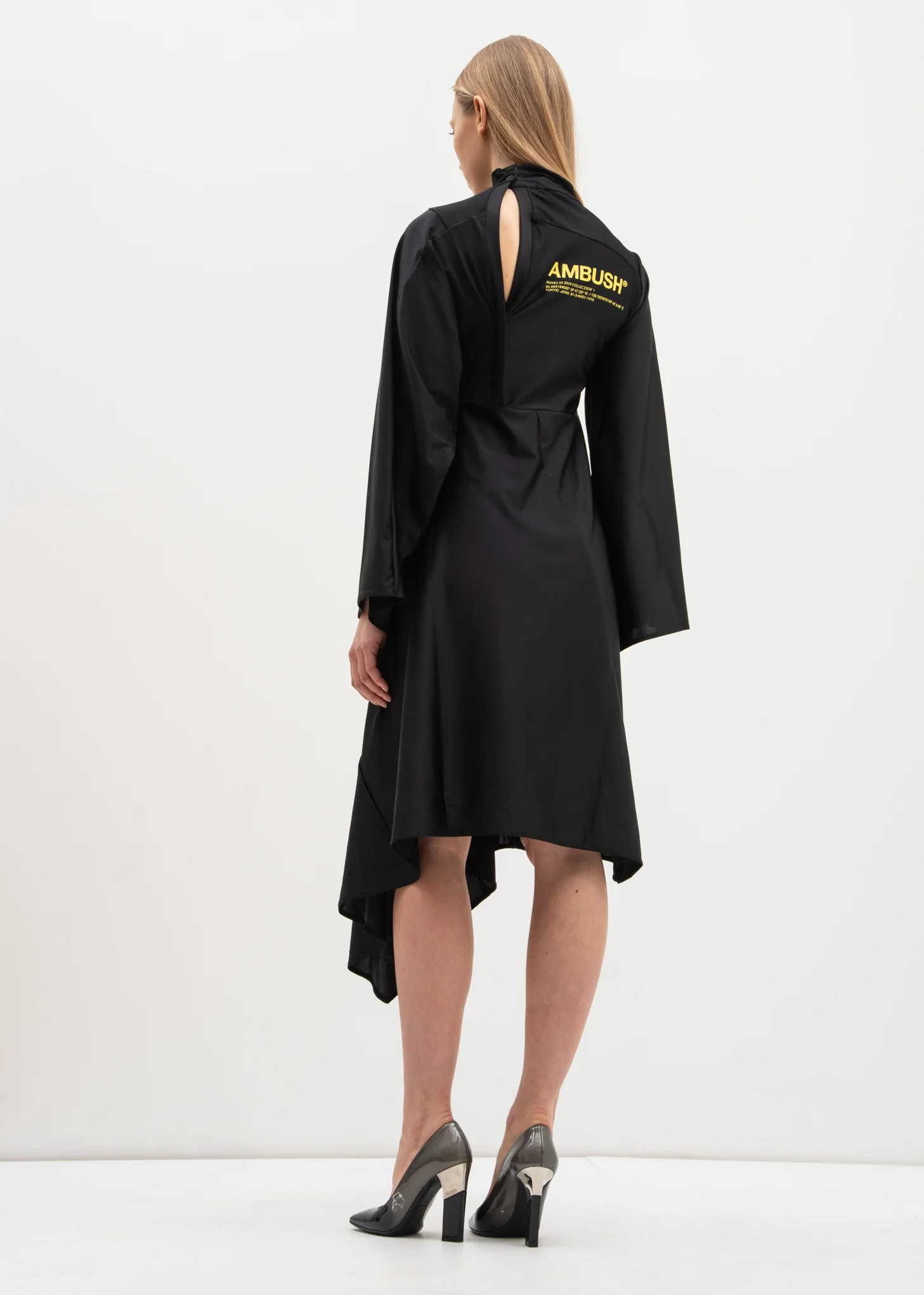Black Waves Patchwork Drape Dress - Image 3