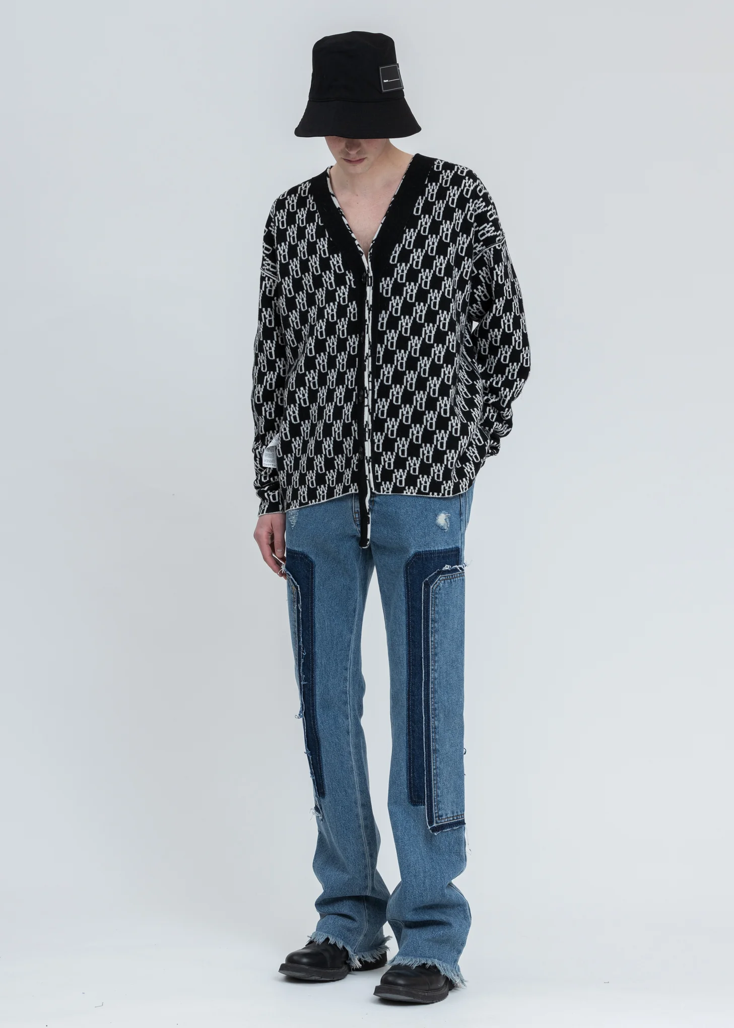 Black New Rubber Patch Bucket Hat - Image 4
