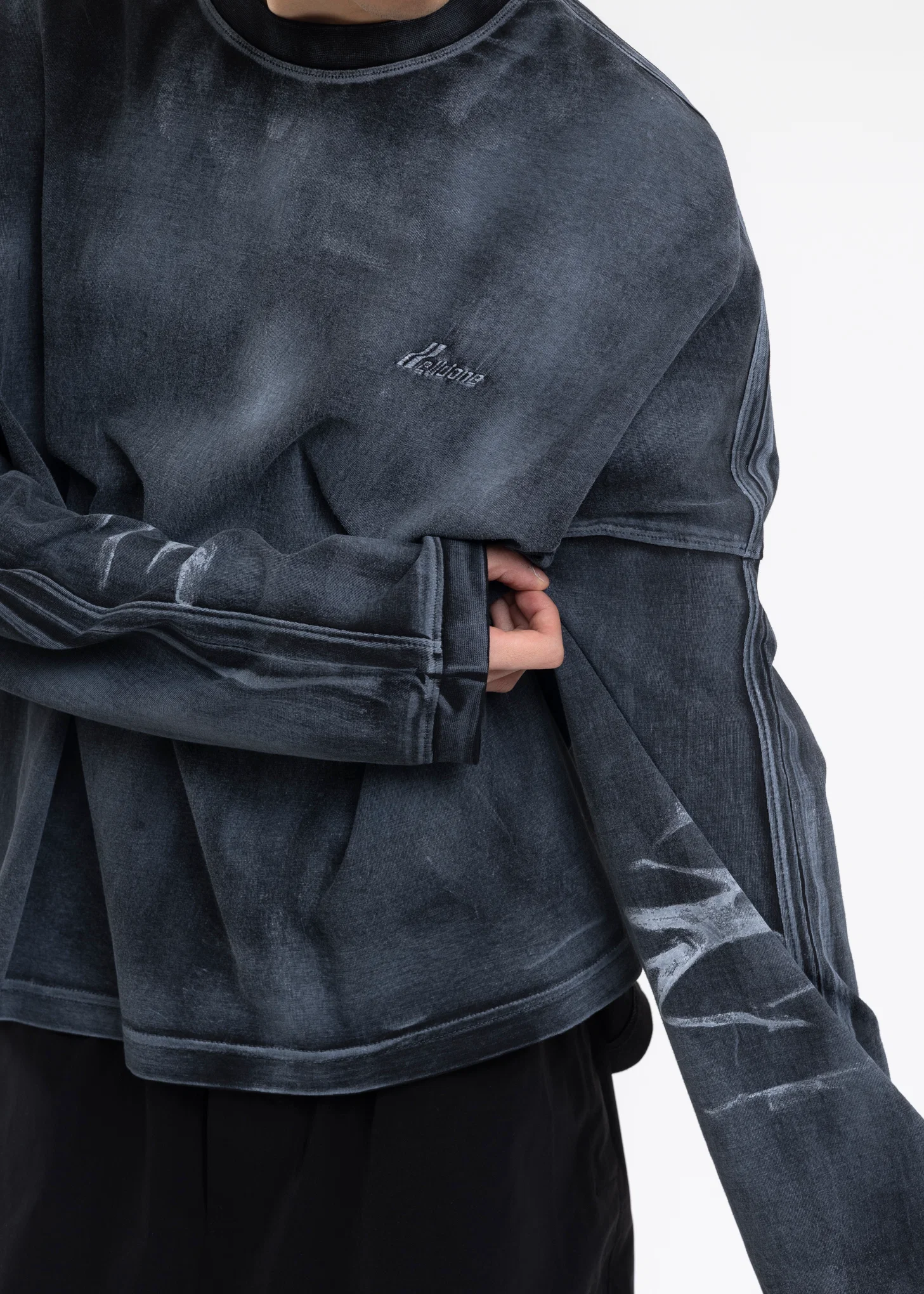 BLACK WD LOGO WASHED LONG-SLEEVED T-SHIRT - Image 4