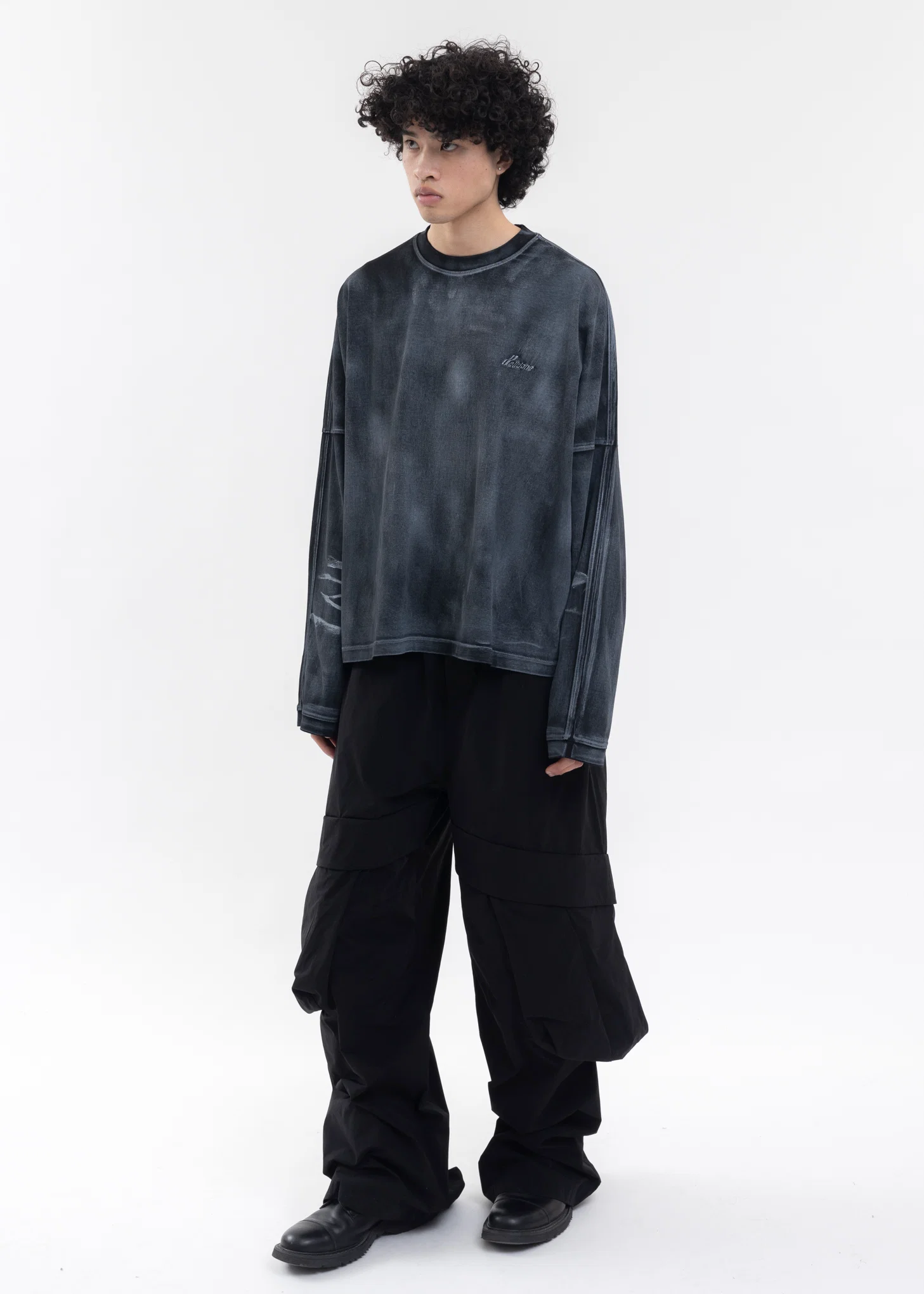 BLACK WD LOGO WASHED LONG-SLEEVED T-SHIRT - Image 5