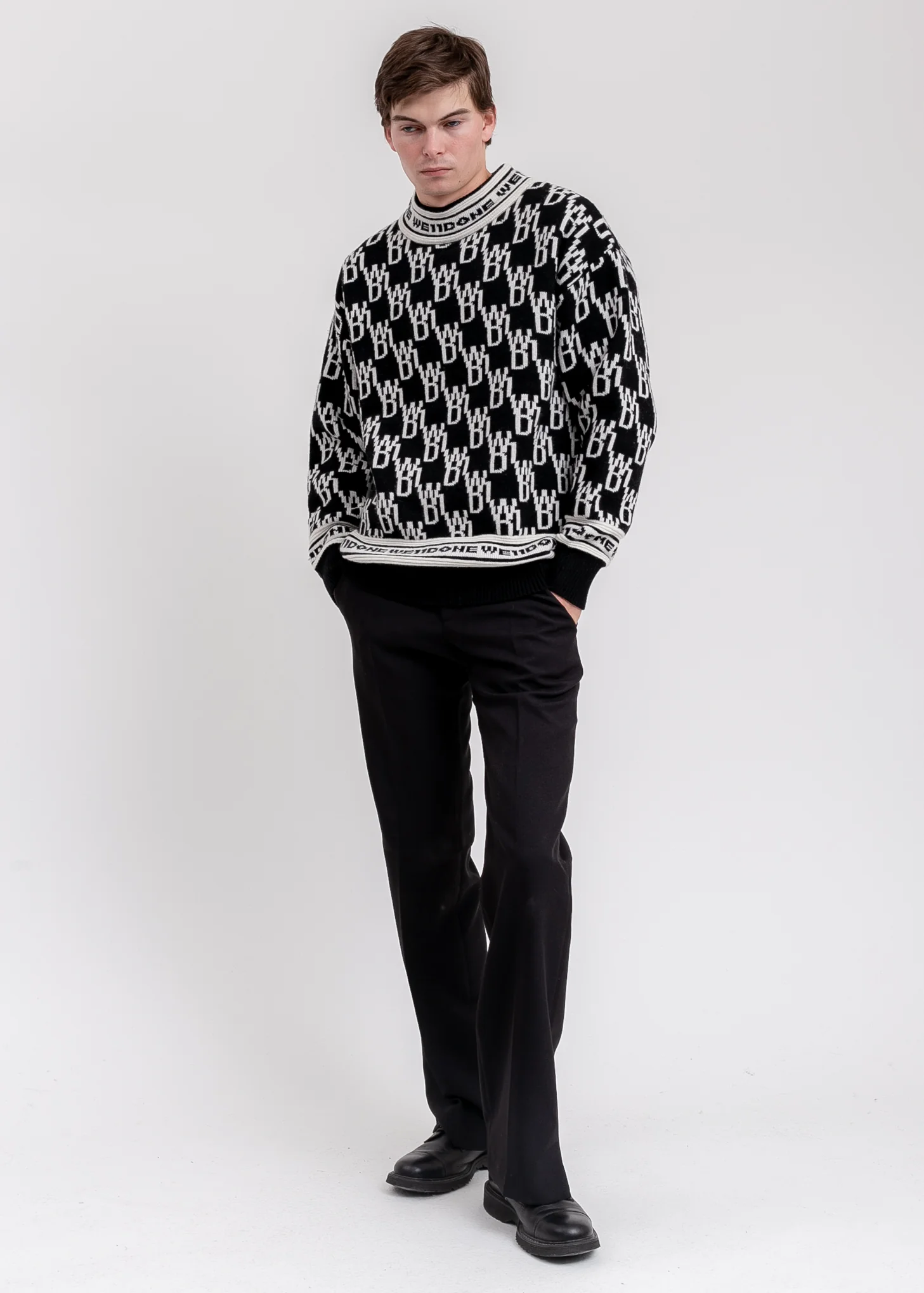 Black WD1 Allover Logo Jumper - Image 5