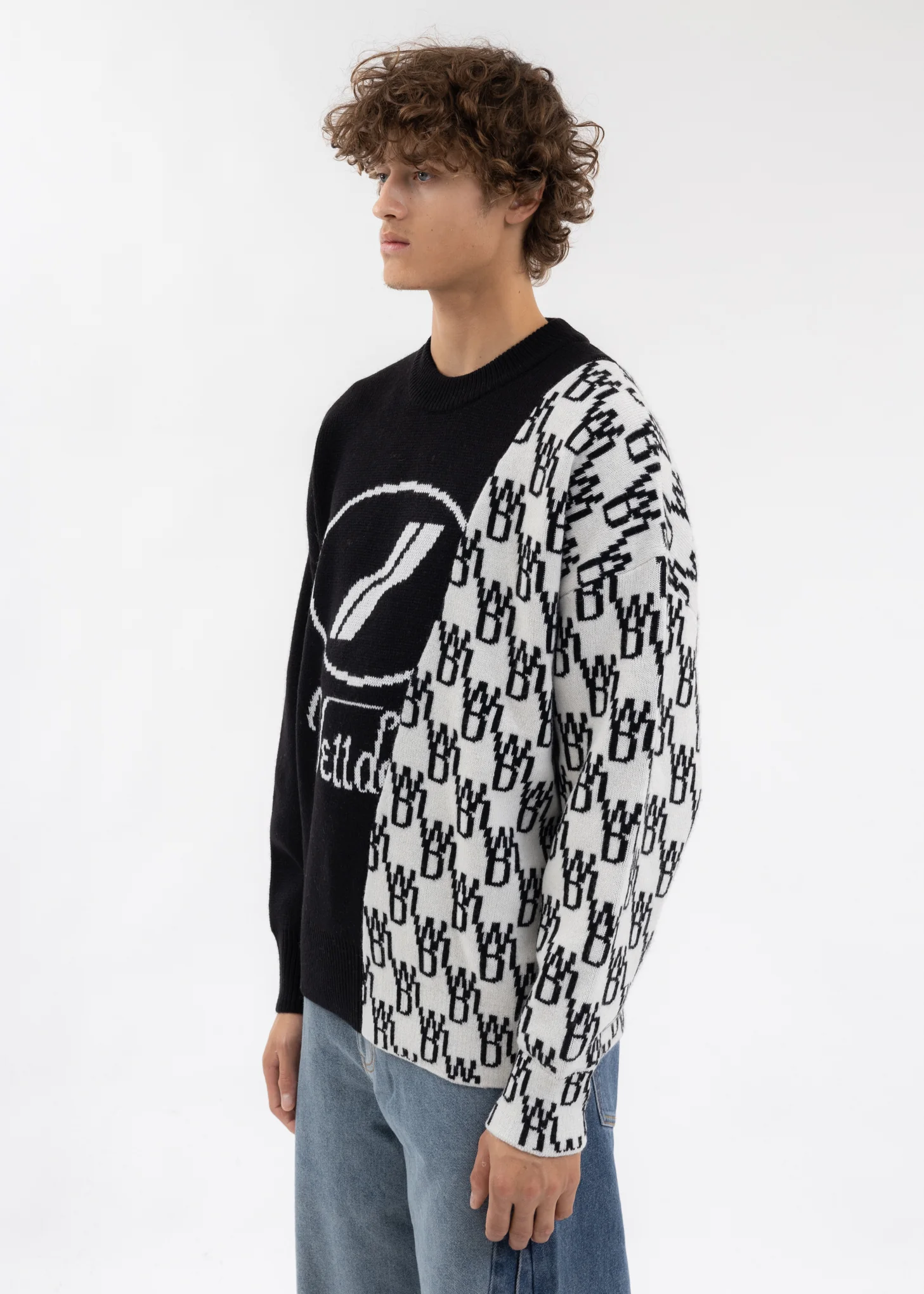 BLACK WD1 GRAPHIC MIX LOGO SWEATER - Image 3