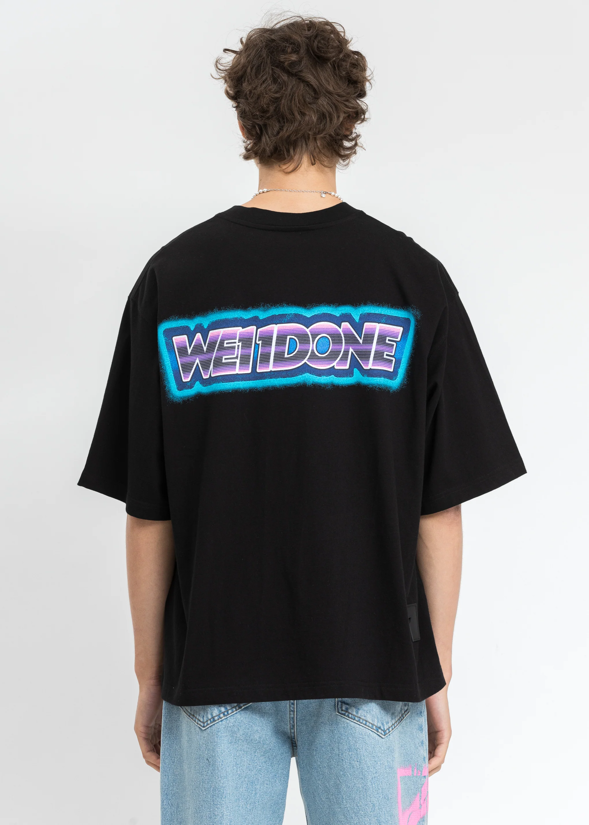 Black WE11DONE Mini Logo Patch T-Shirt - Image 2