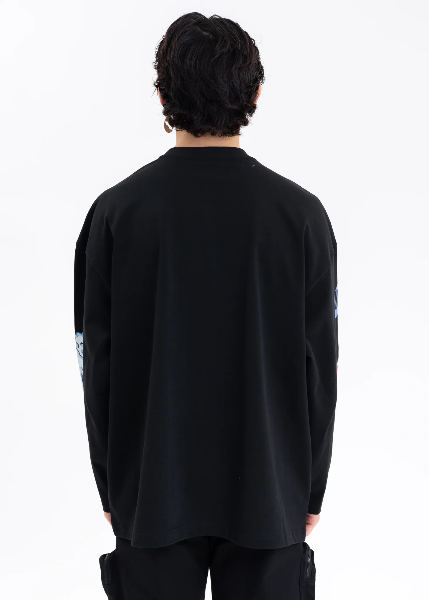BLACK WE11DONE CHARACTER LOGO LONG-SLEEVED T-SHIRT - Image 4