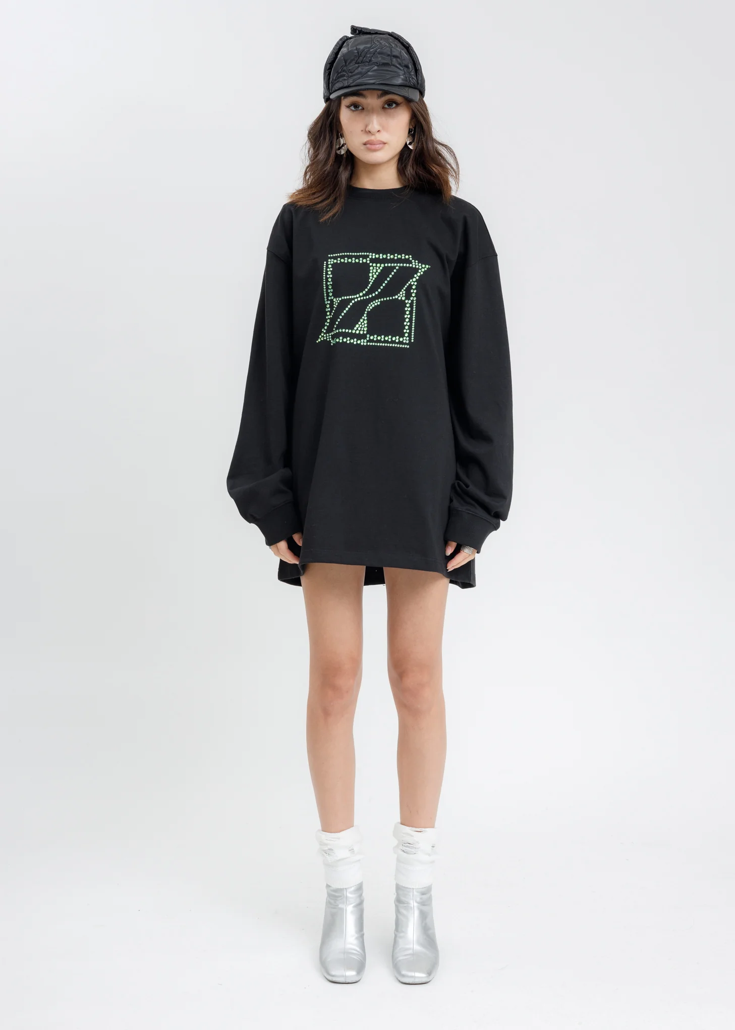 Black WE11DONE Crystal Logo Long Sleeve