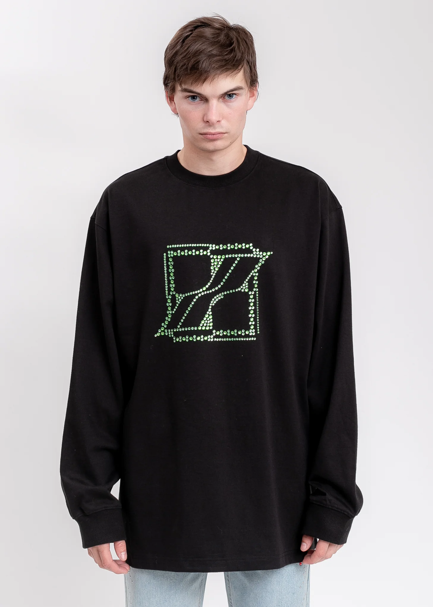 Black WE11DONE Crystal Logo Long Sleeve