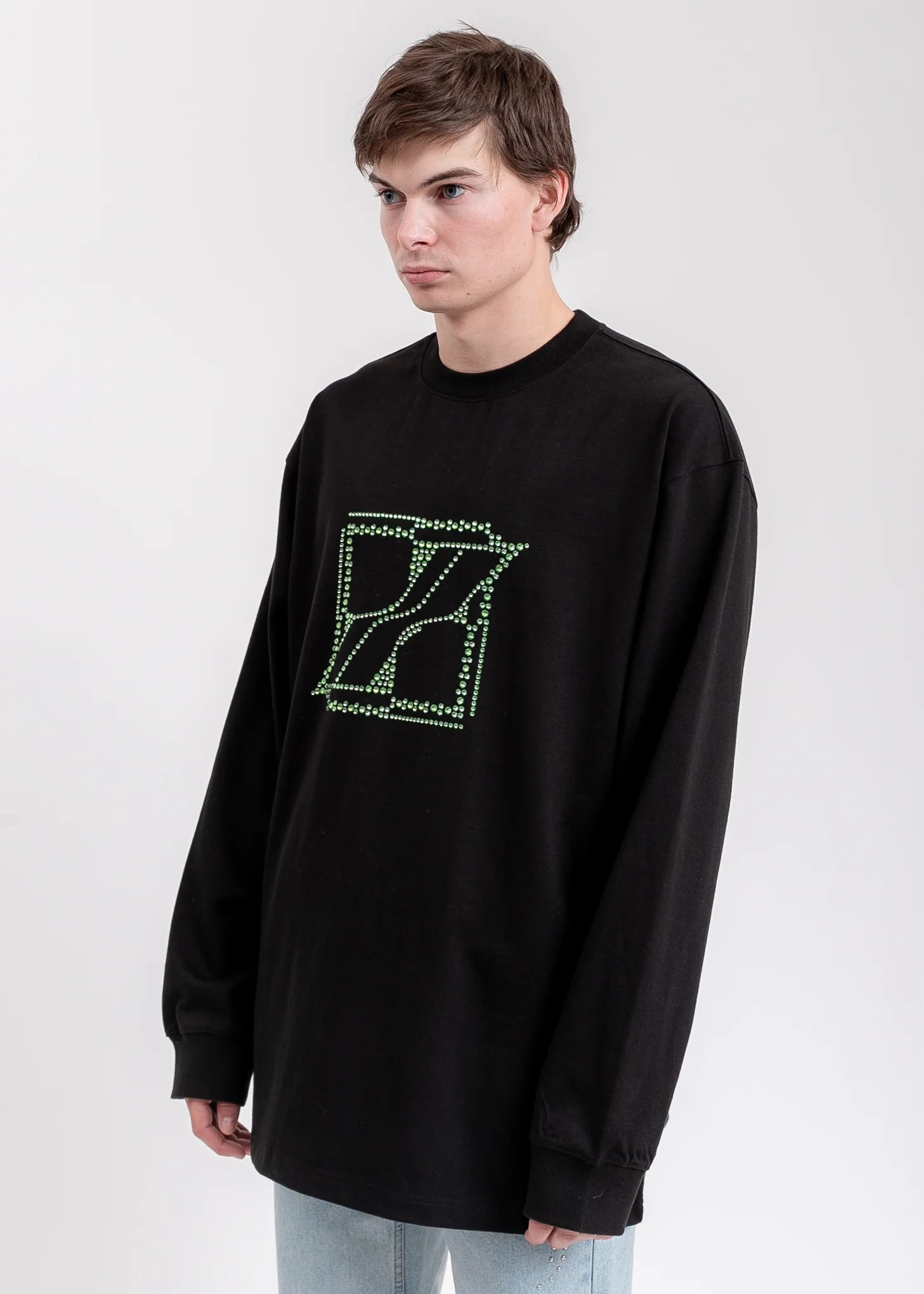 Black WE11DONE Crystal Logo Long Sleeve - Image 3