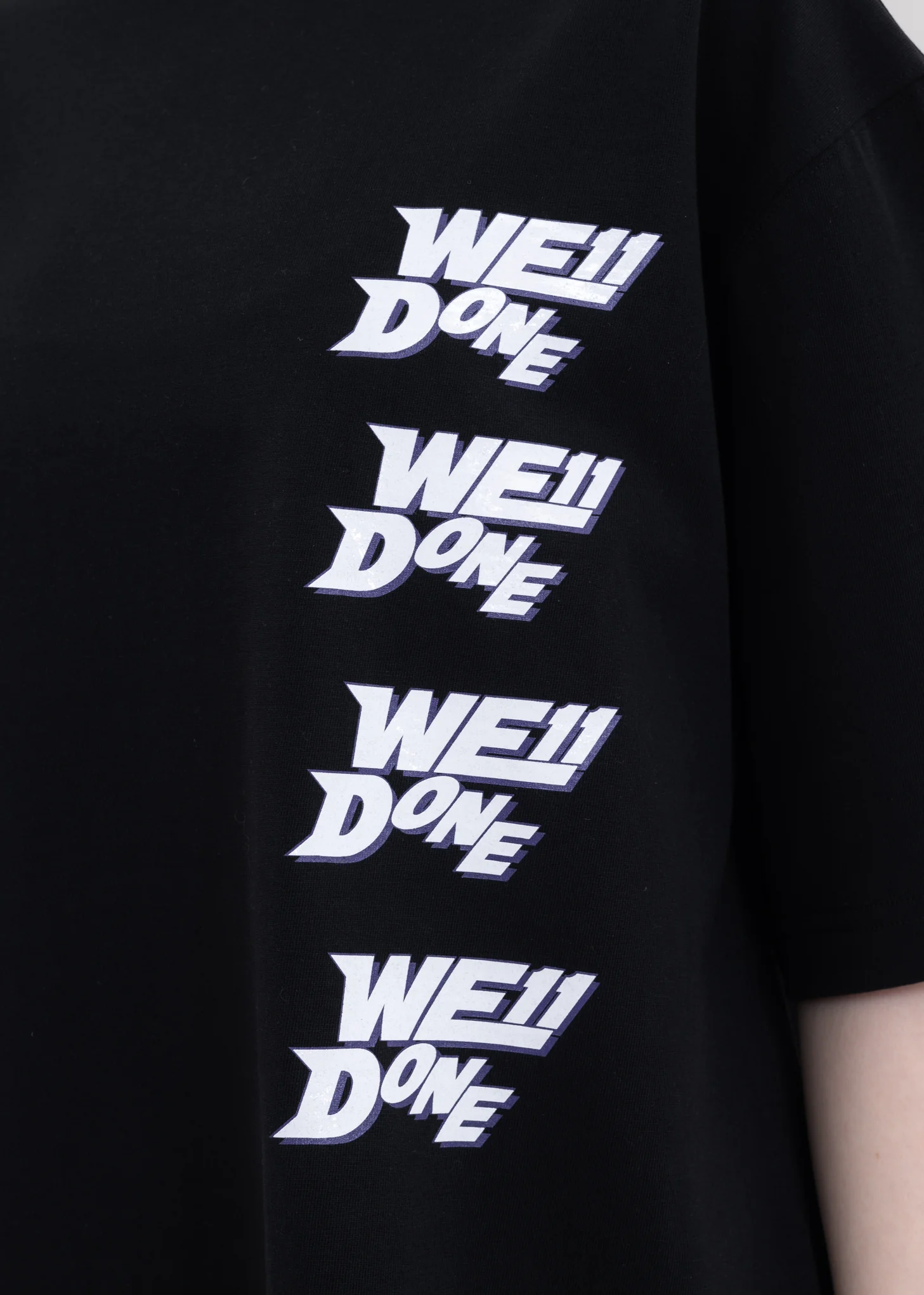BLACK WE11DONE DOUBLE LOGO T-SHIRT - Image 4