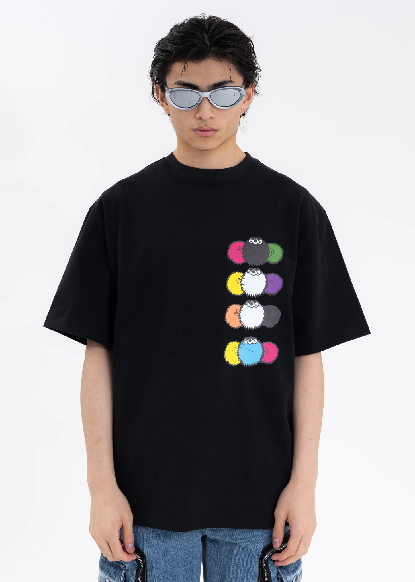 BLACK WE11DONE DUST DOUBLE LOGO T-SHIRT