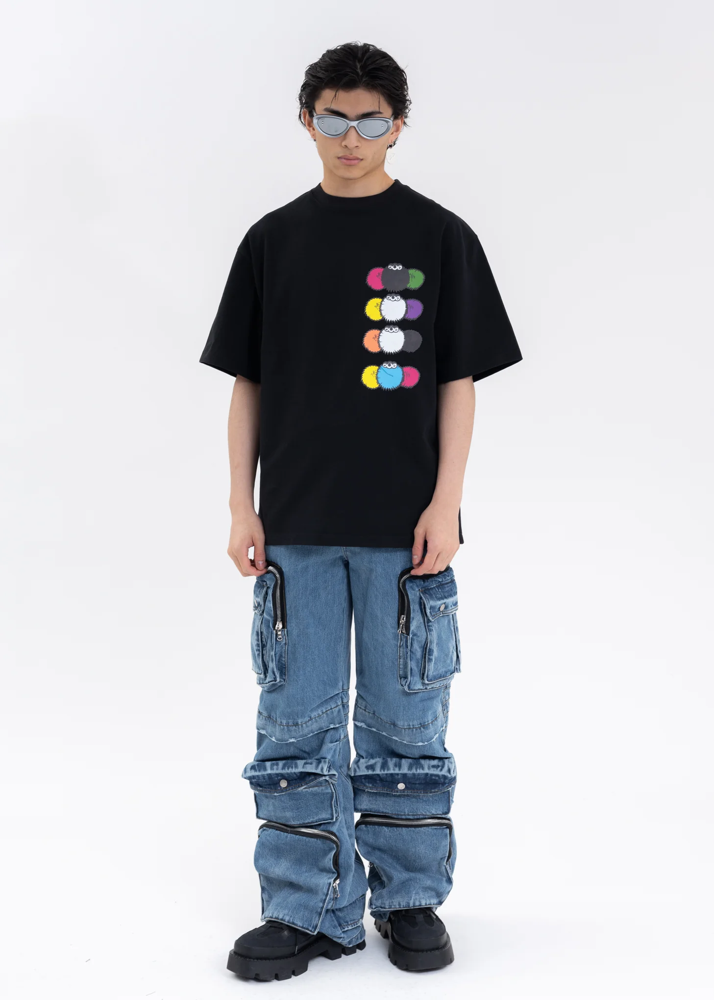 BLACK WE11DONE DUST DOUBLE LOGO T-SHIRT - Image 5