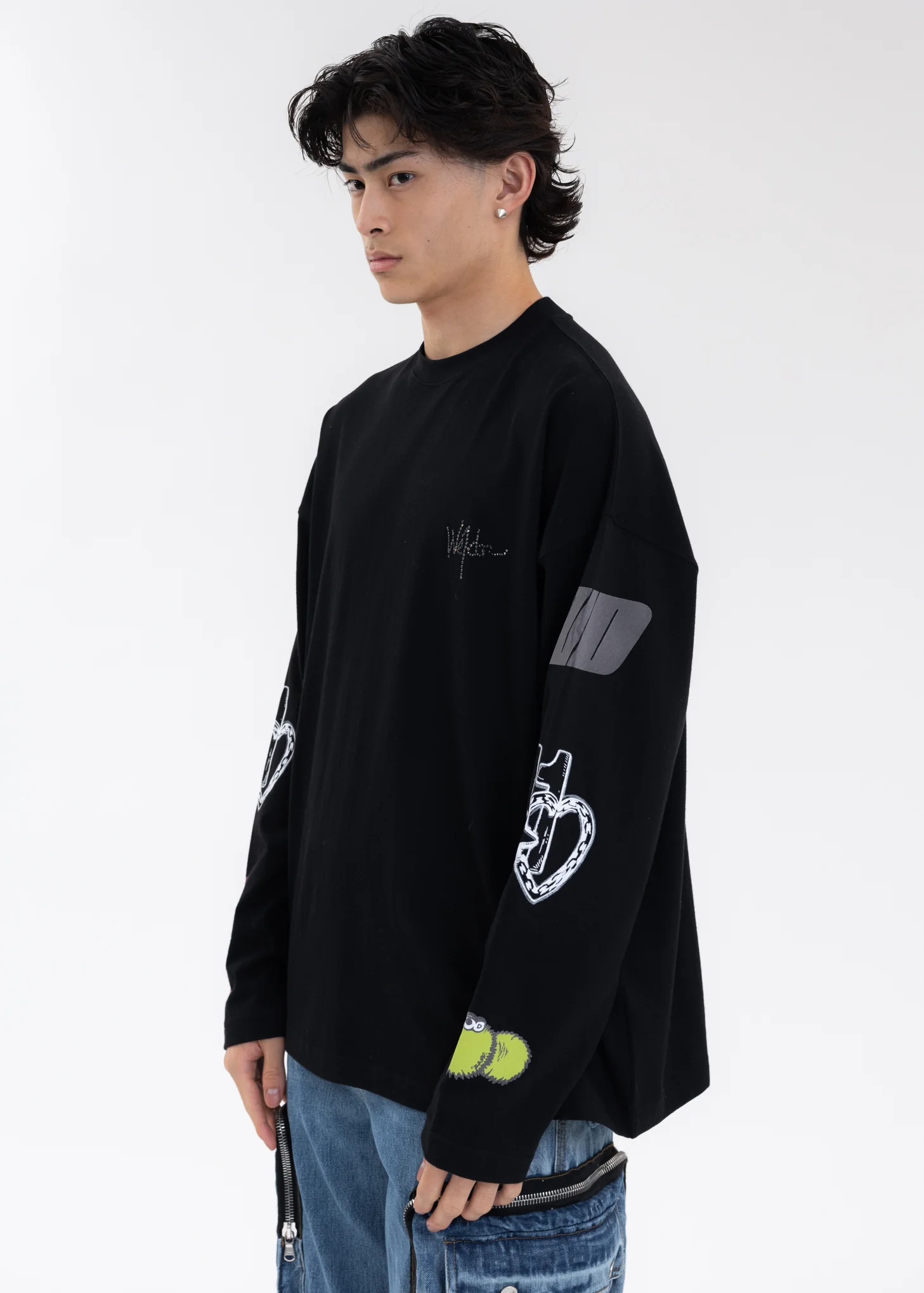 BLACK WE11DONE HEART LONG-SLEEVED T-SHIRT - Image 3