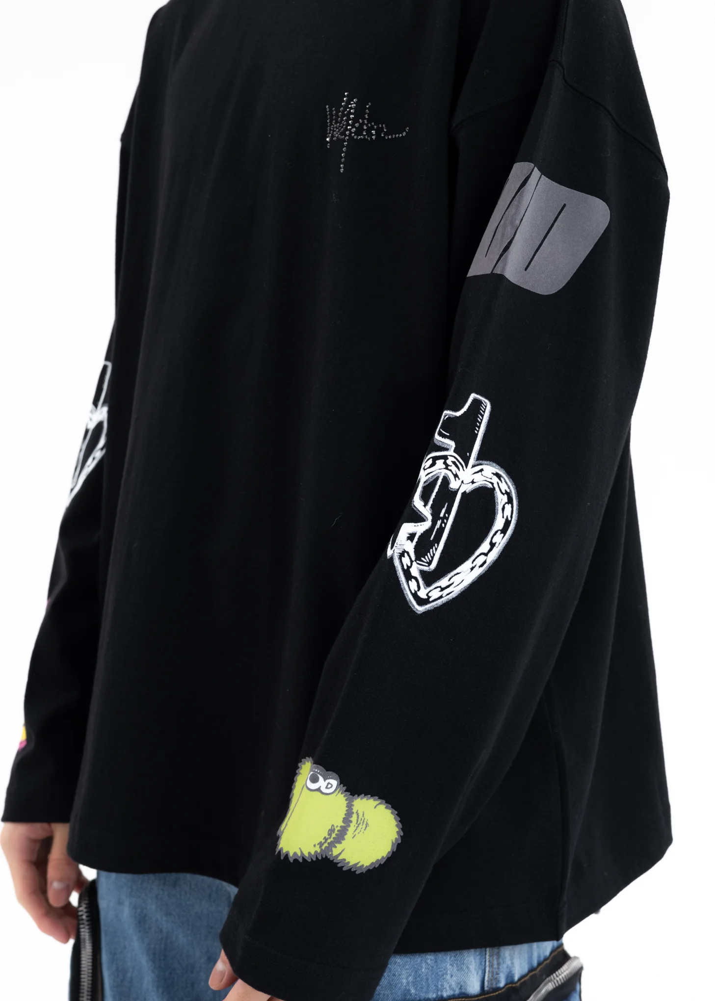 BLACK WE11DONE HEART LONG-SLEEVED T-SHIRT - Image 4