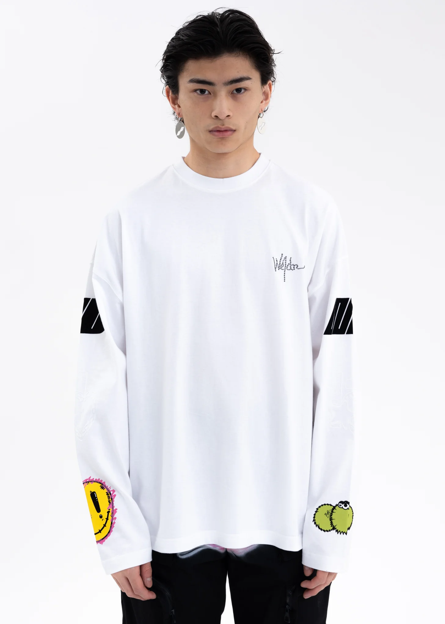 WHITE WE11DONE HEART LONG-SLEEVED T-SHIRT
