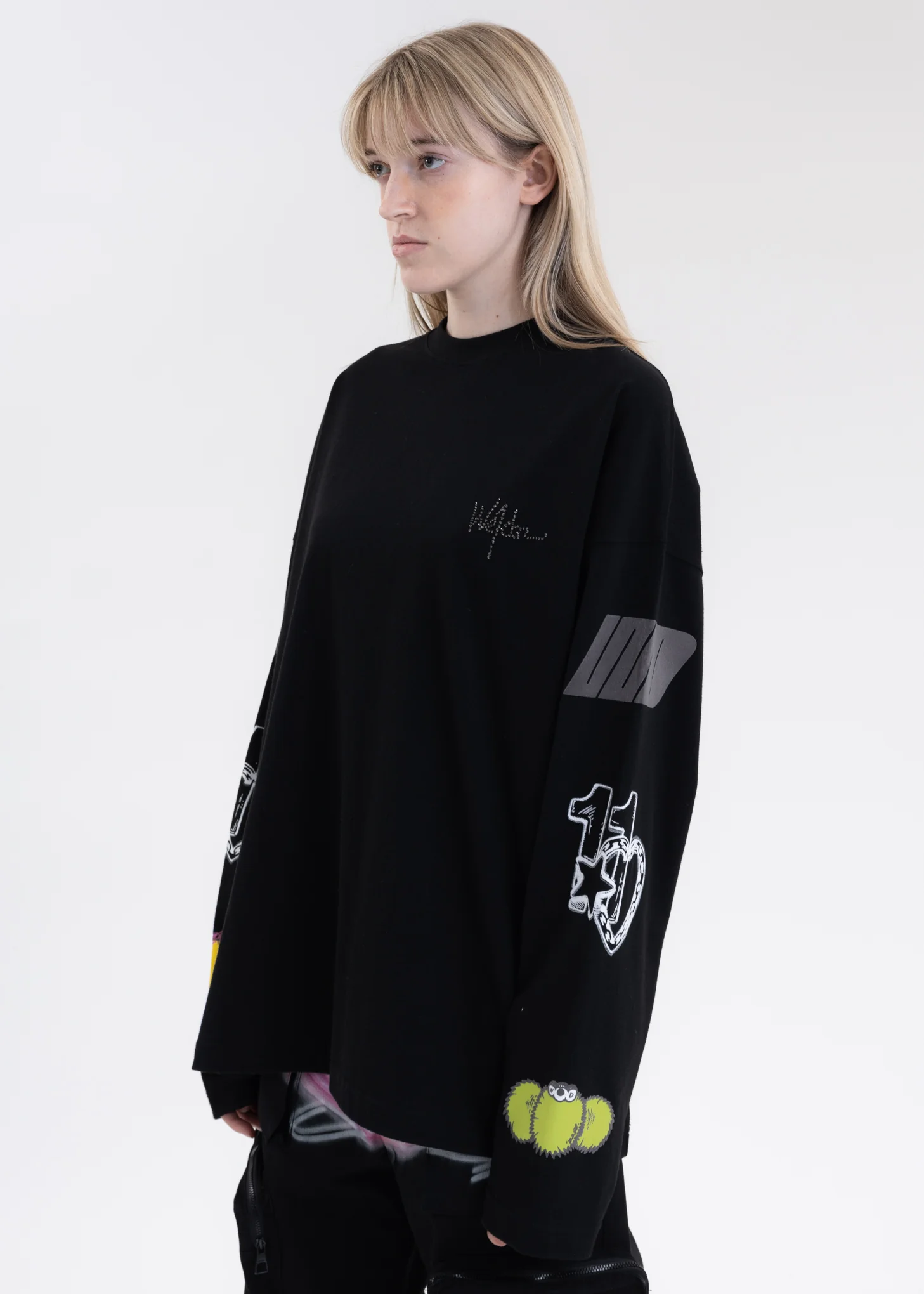 BLACK WE11DONE HEART LONG-SLEEVED T-SHIRT - Image 4