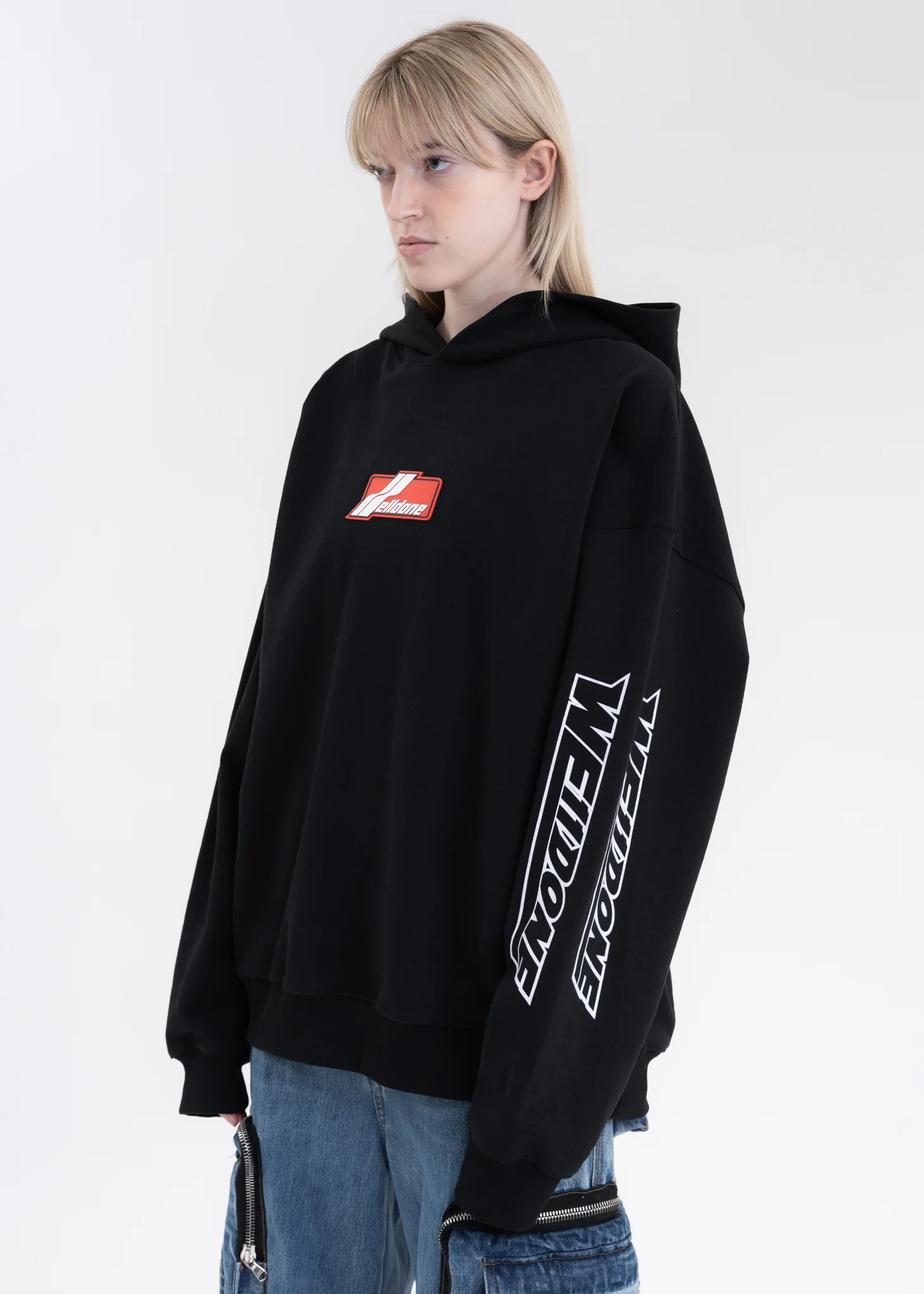 BLACK WE11DONE HEART SPRAY HOODIE - Image 3