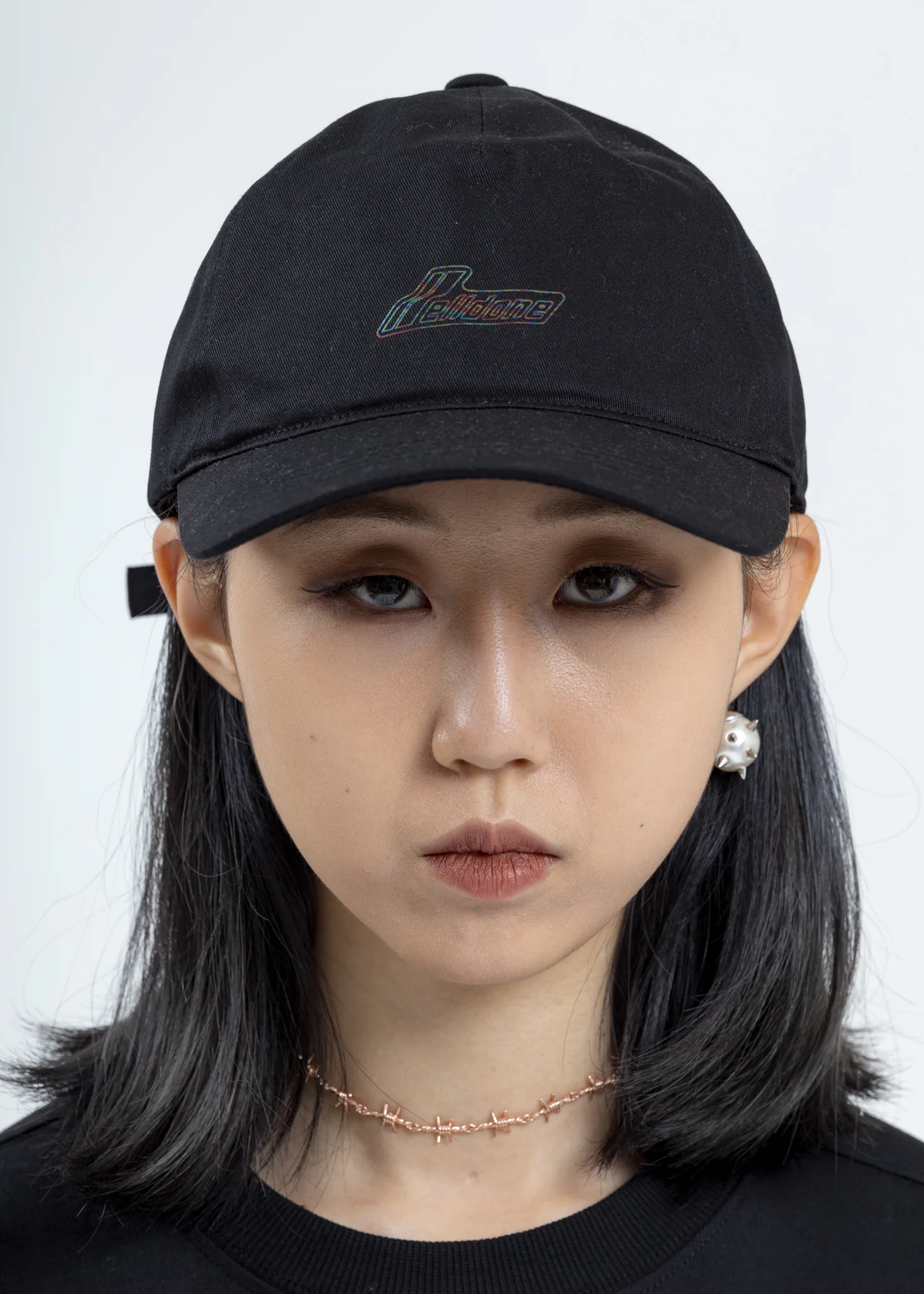Black WE11DONE Iridescent Logo Cap