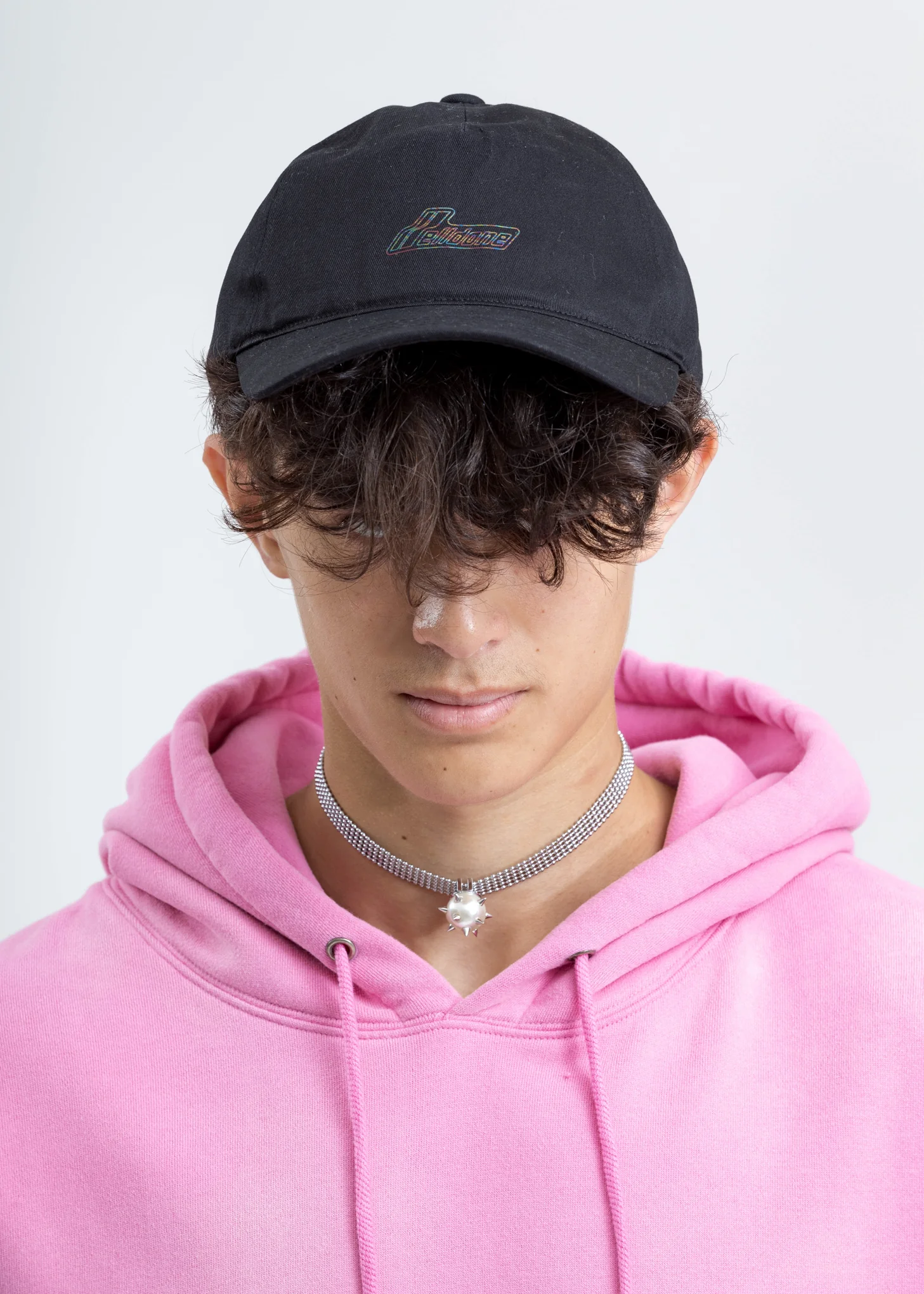 Black WE11DONE Iridescent Logo Cap