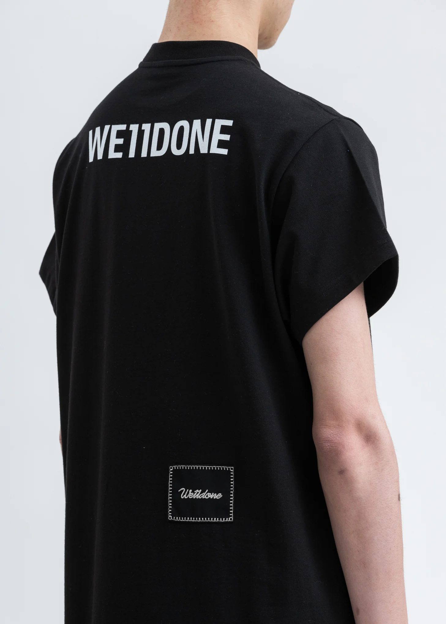 Black We11done Logo Print Long T-Shirt - Image 4